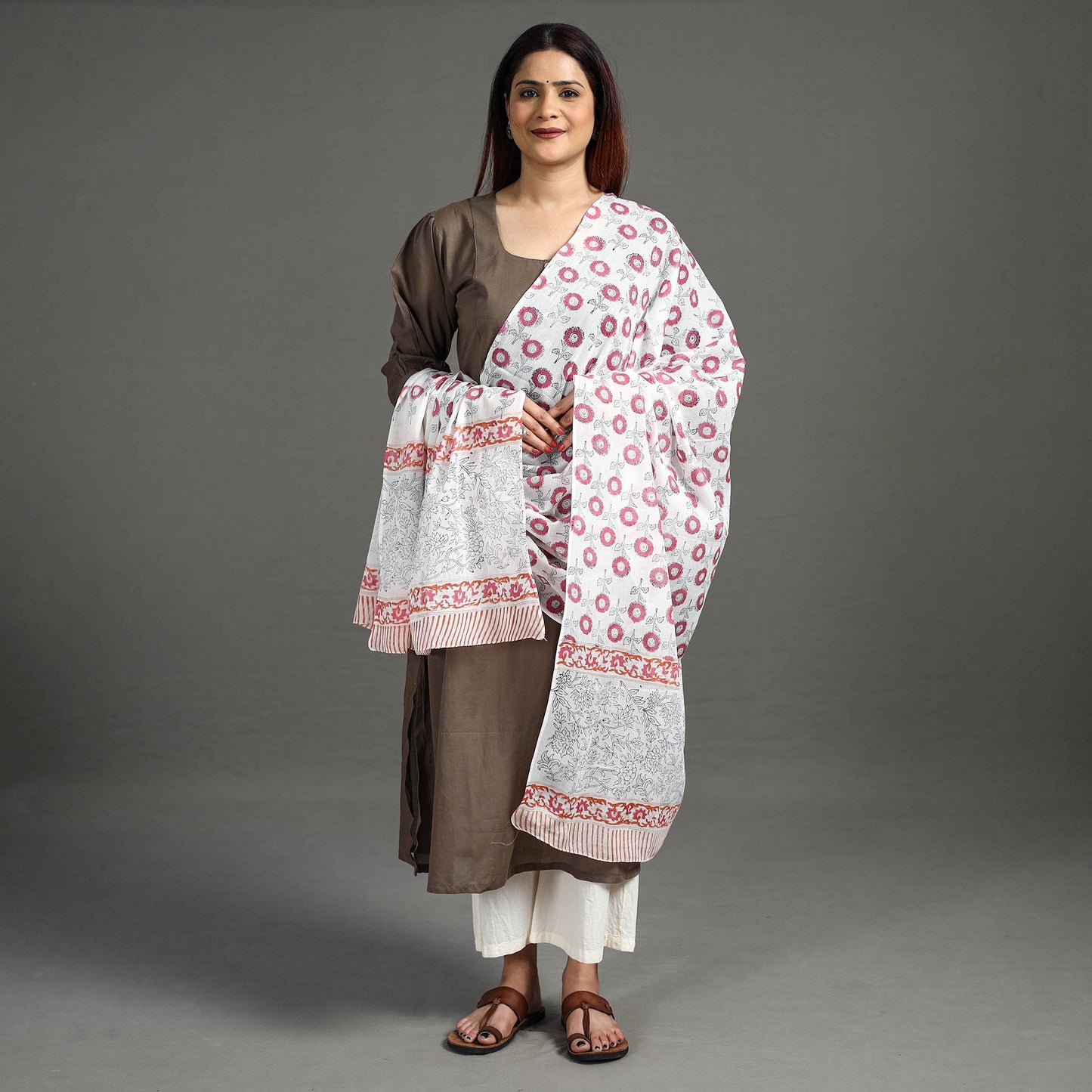 Buy Sanganeri Hand Block Printed Mul Cotton Dupatta