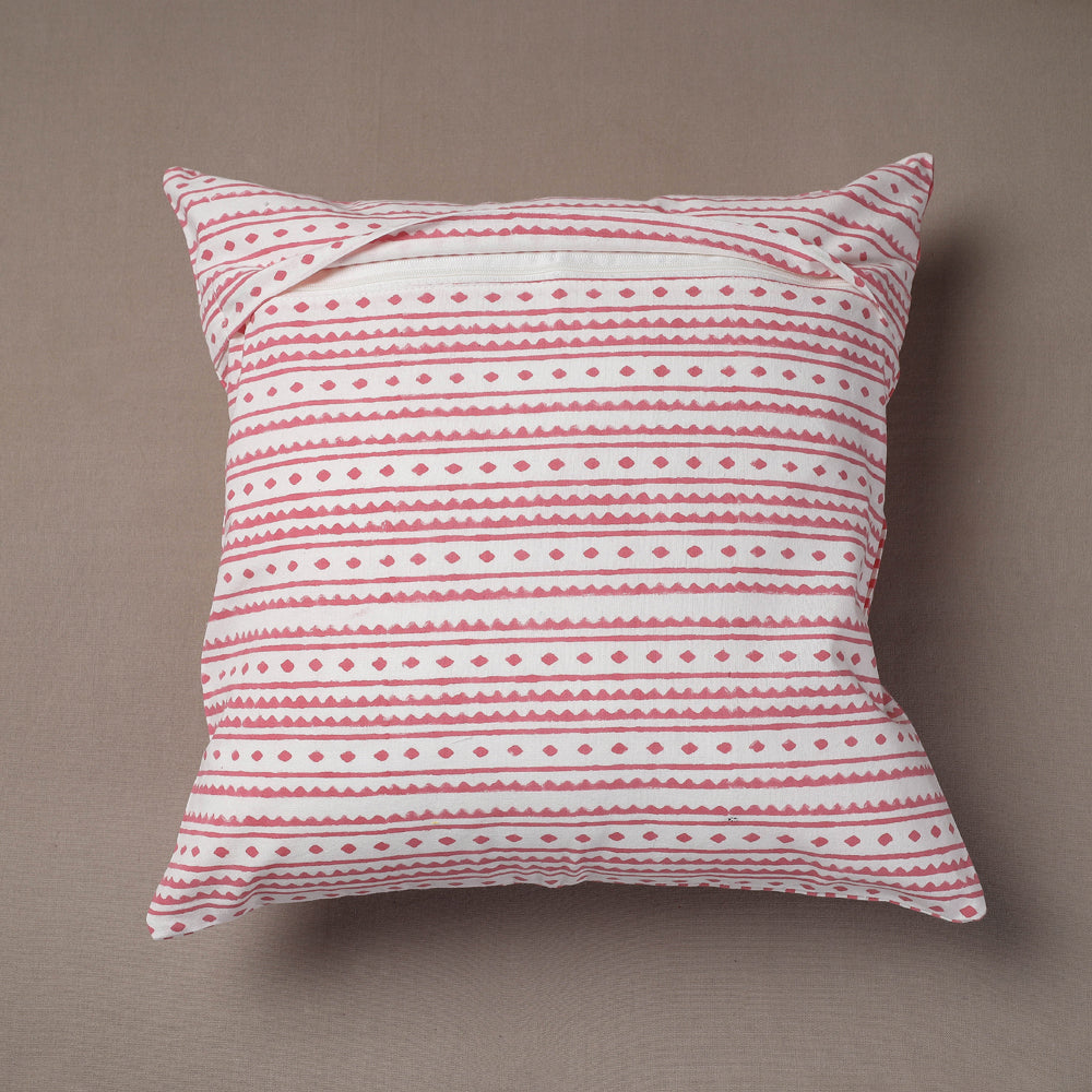 Pink Sanganeri Block Printed Cotton Cushion Cover