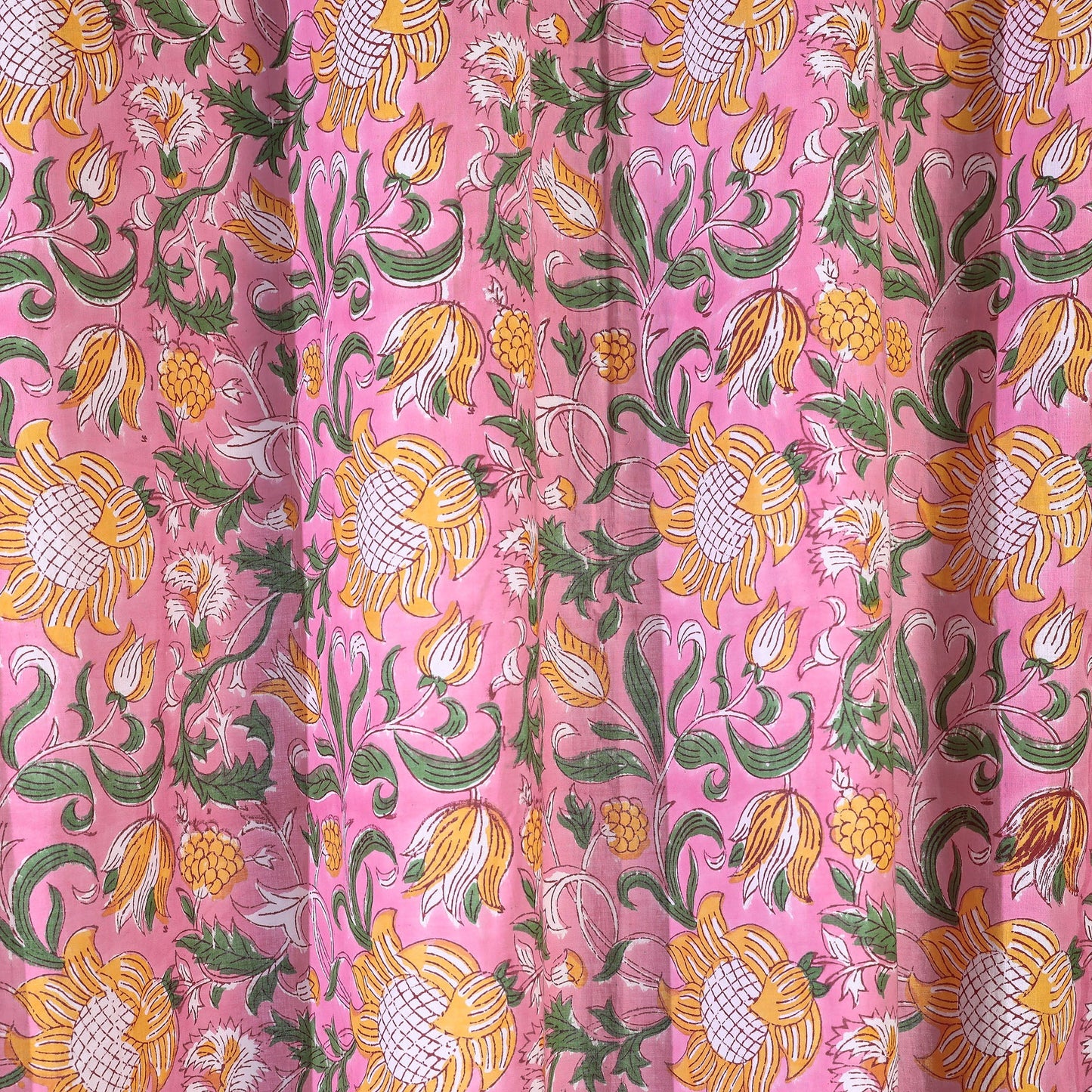 Pink - sanganeri printed cotton door curtain (7 x 3 feet)