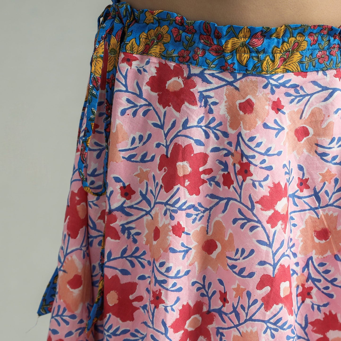 Pink Sanganeri Block Printed Cotton Long Skirt