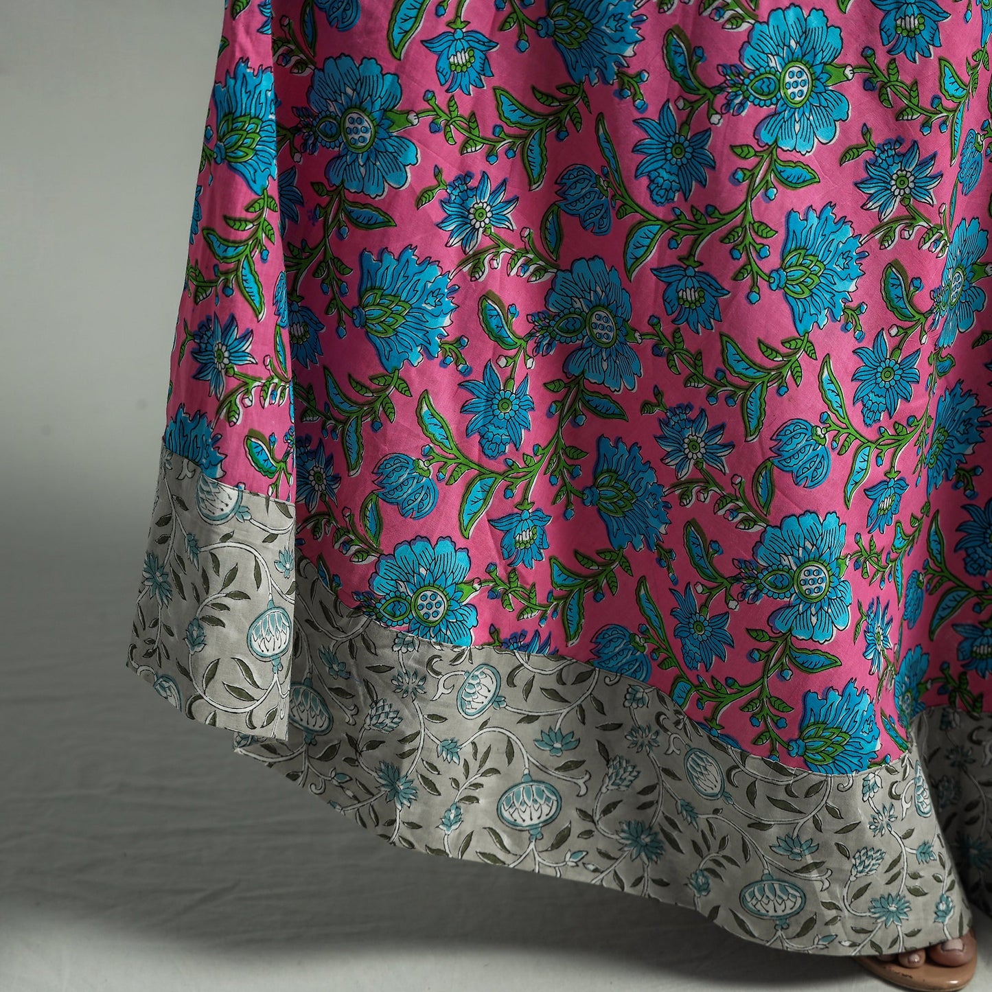 Pink Sanganeri Block Printed Cotton Long Skirt