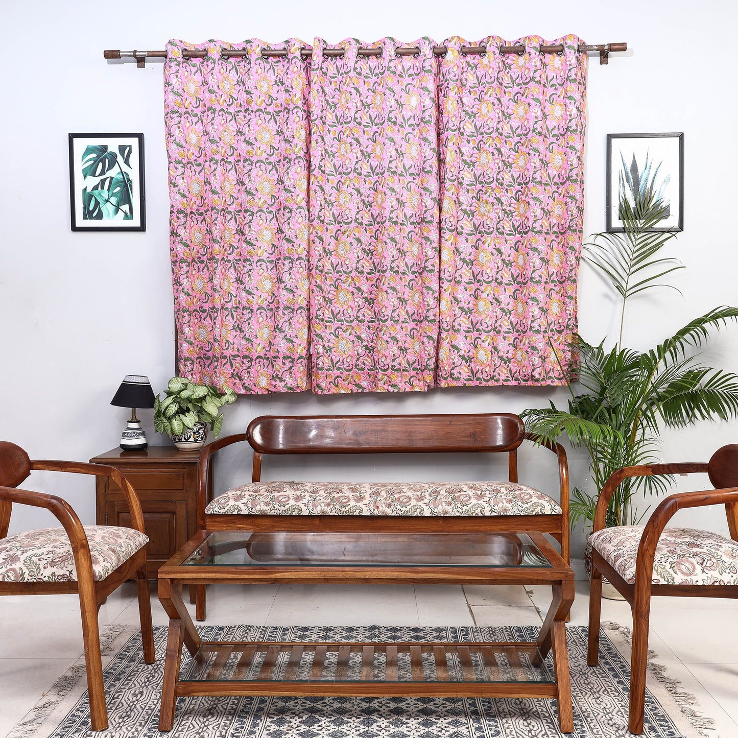 Sanganeri Block Printed Cotton Window Curtain