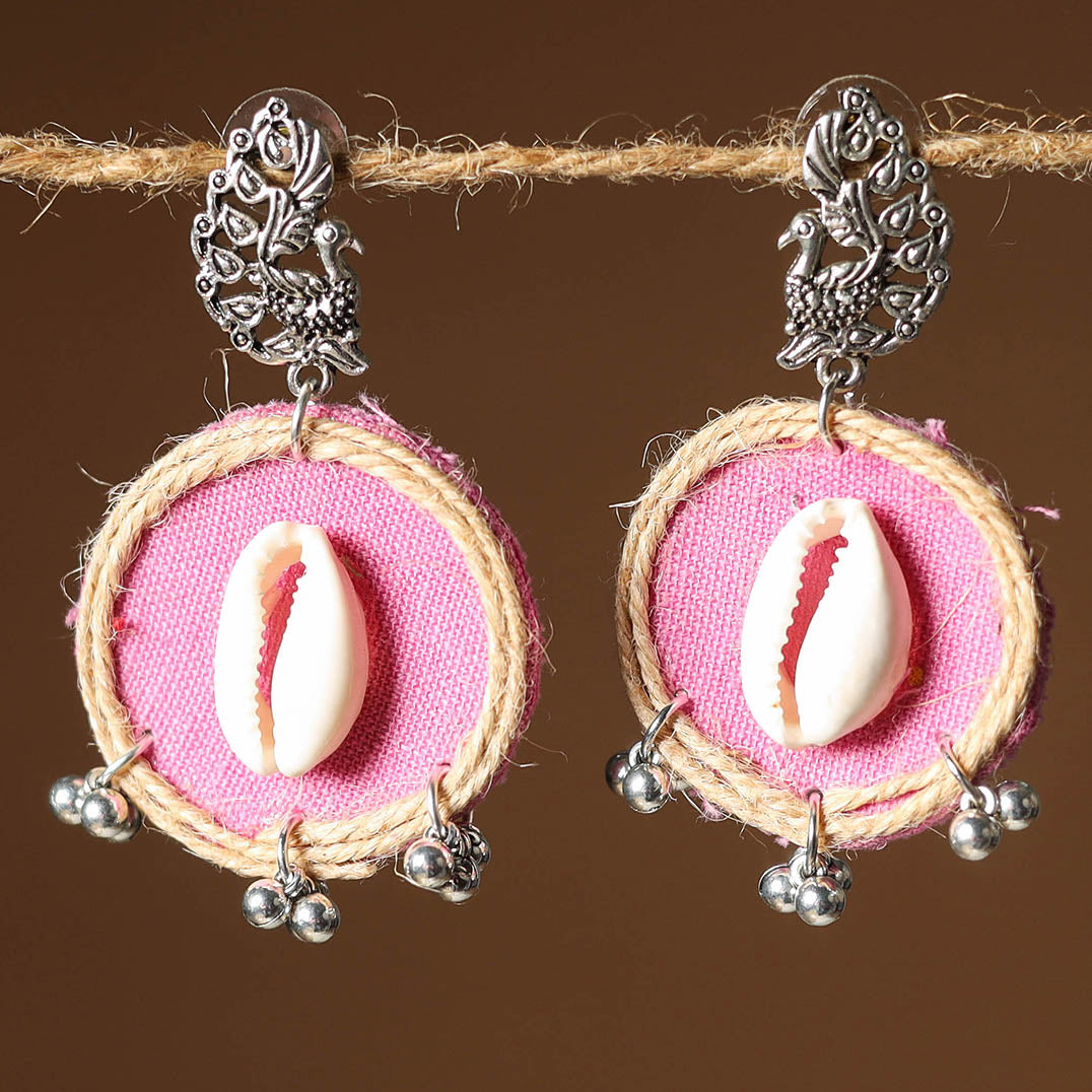 Pink Sanha Jute Fabart Handmade Earrings