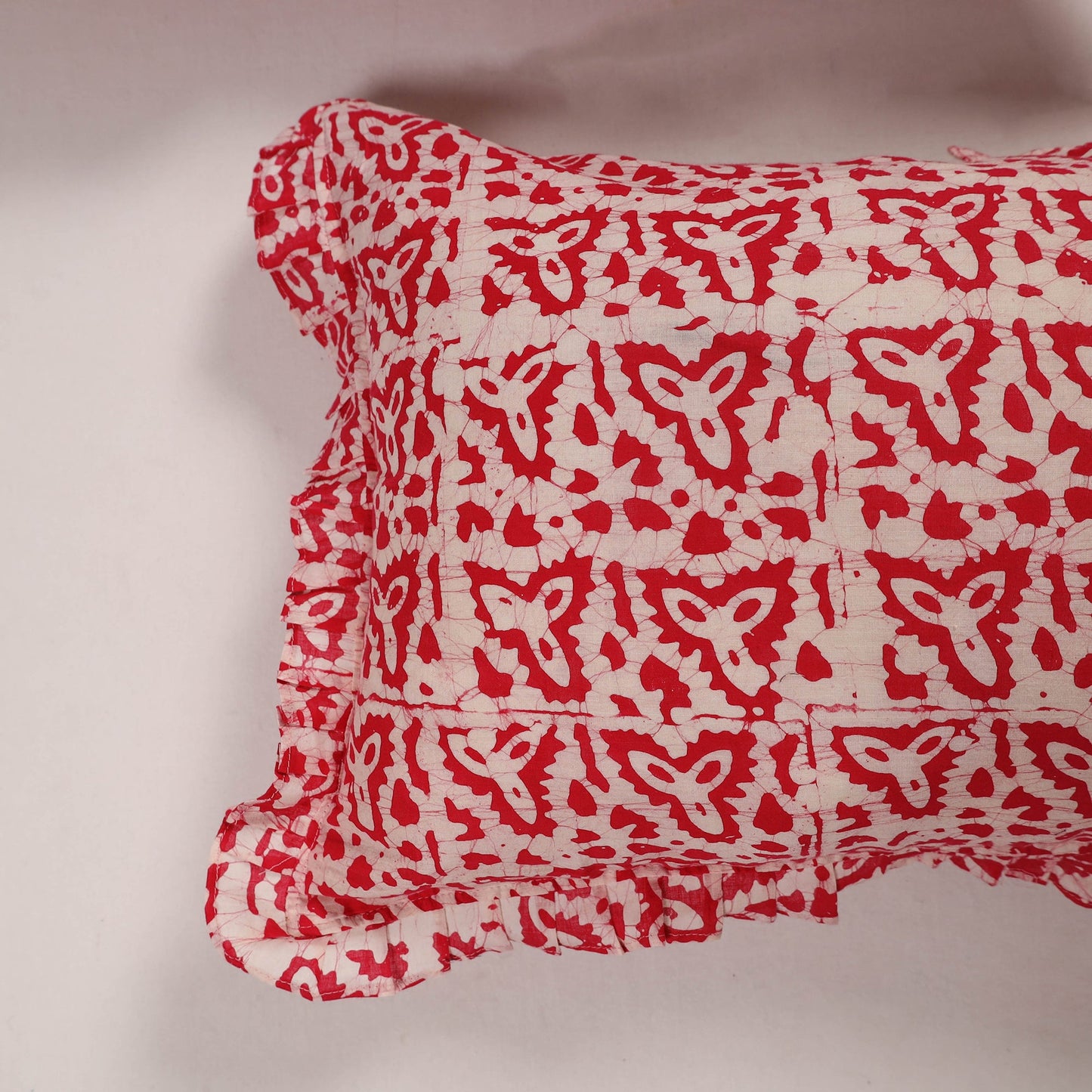 Pink - set of 2 handcrafted cotton frill pillow covers 01