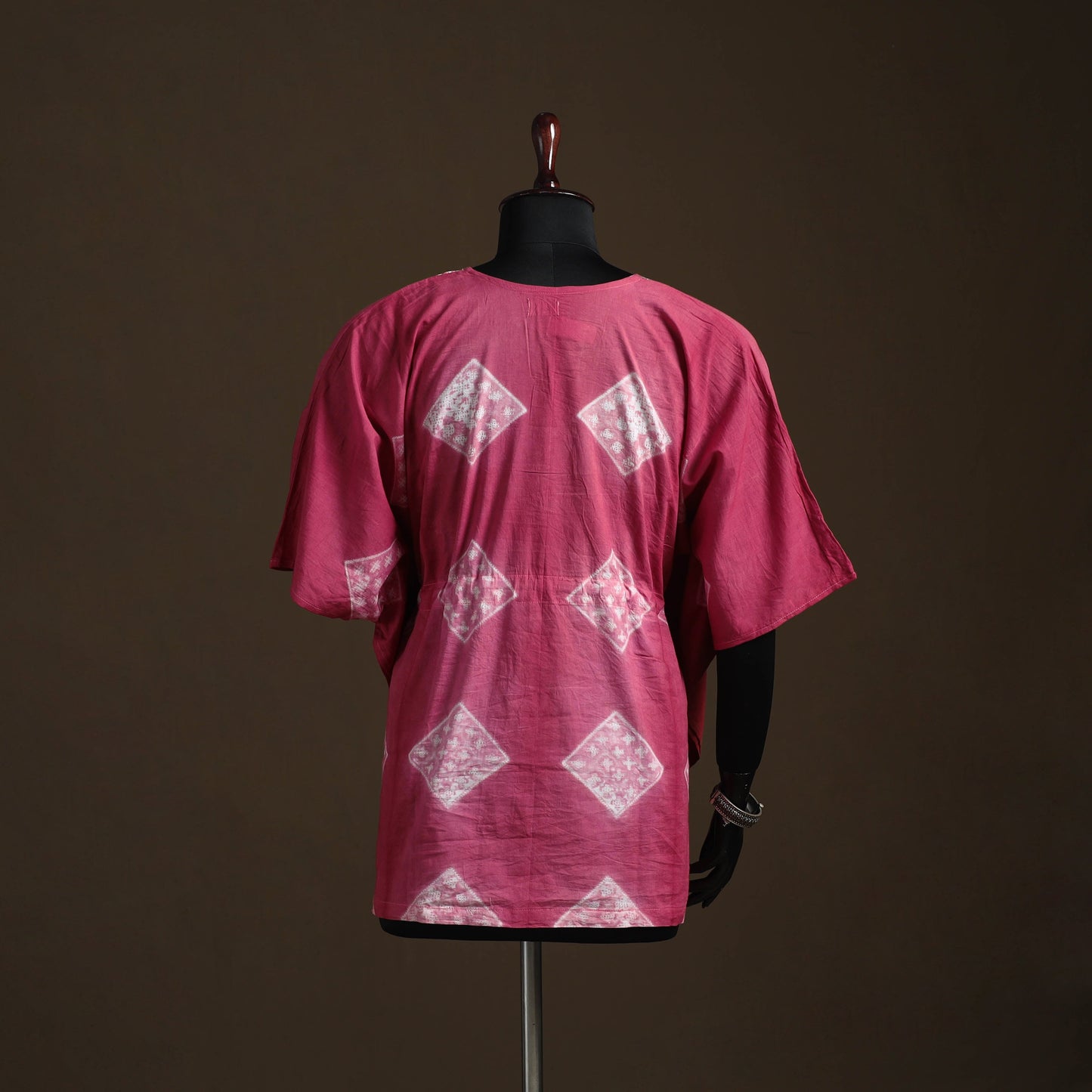 Shibori tie-dye patchwork cotton kaftan (short) 15