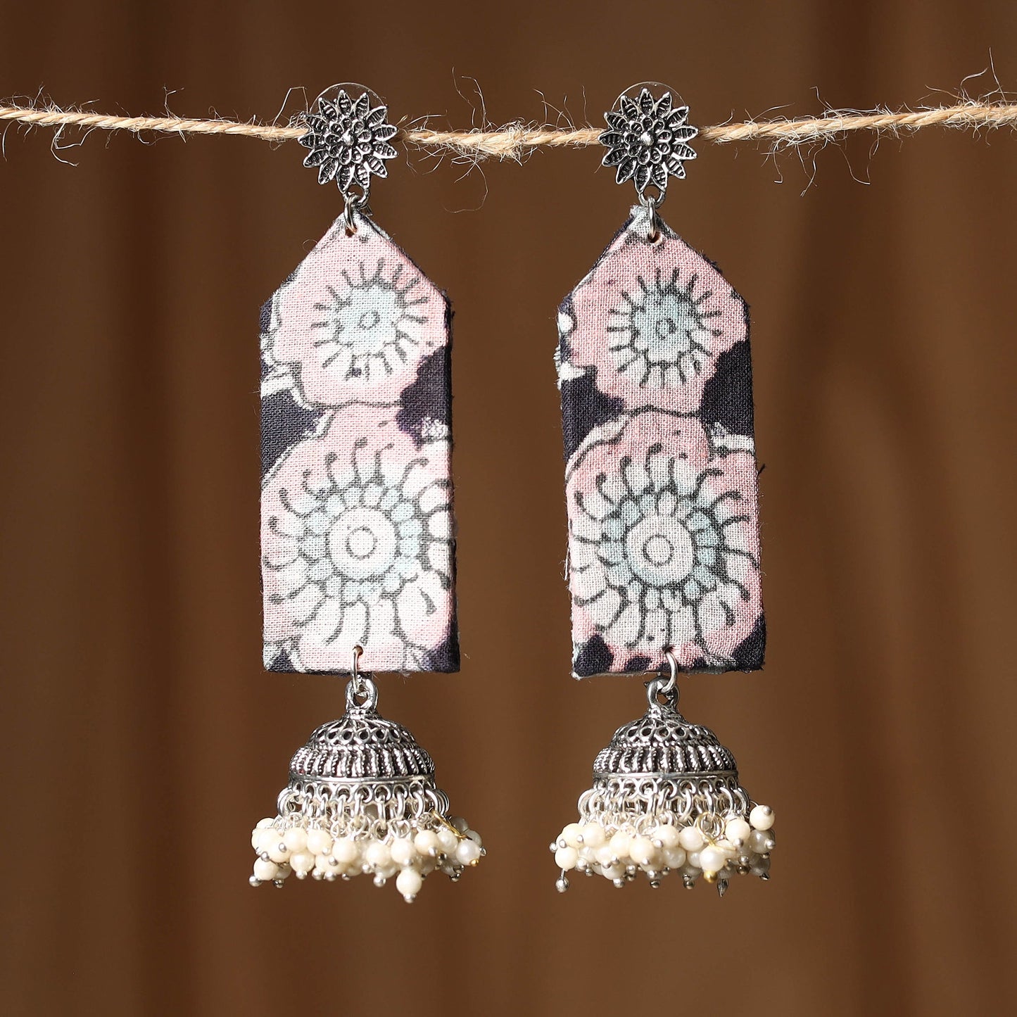 Pink - shifa gs fabart handmade earrings - handcrafted