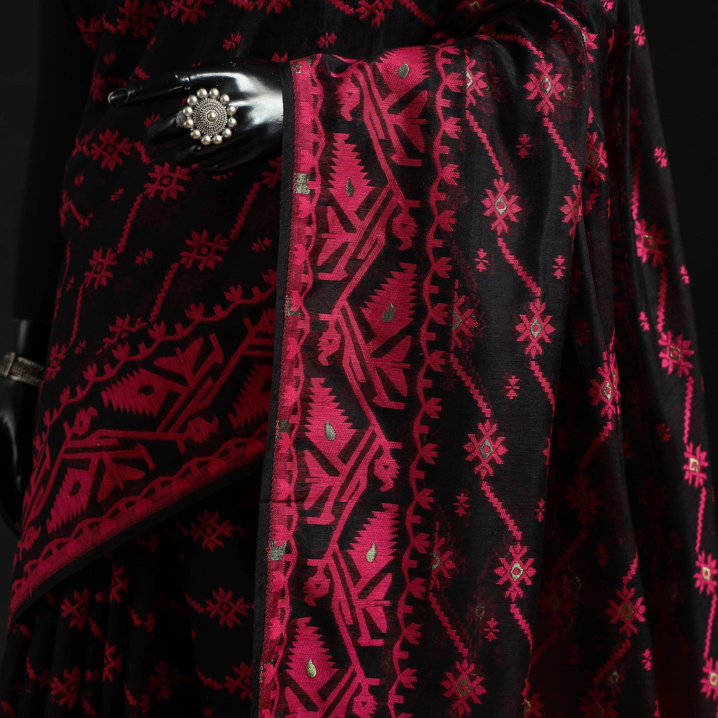 Silk cotton dhakai jamdani saree 06 - handcrafted