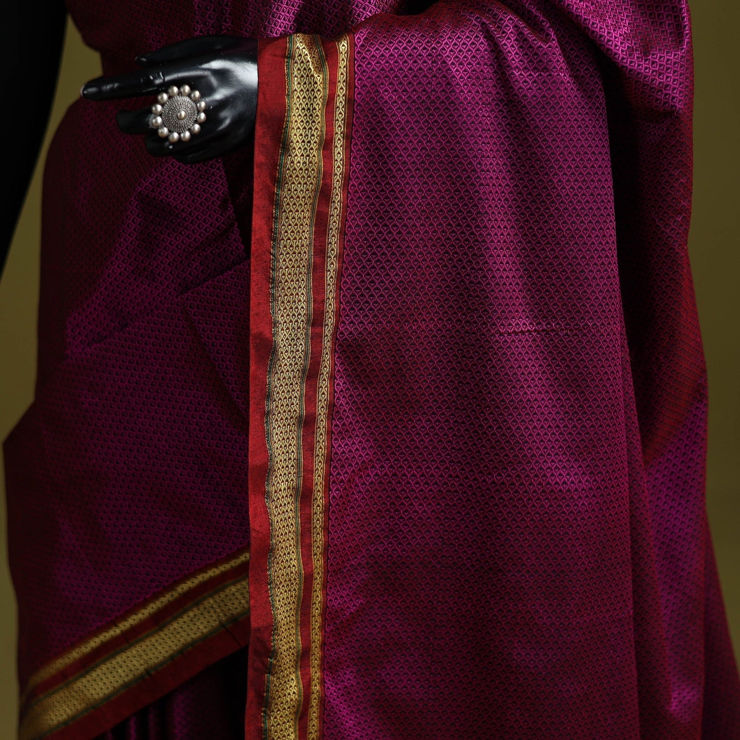 Silk cotton khun saree with ilkal pallu chikki paras border