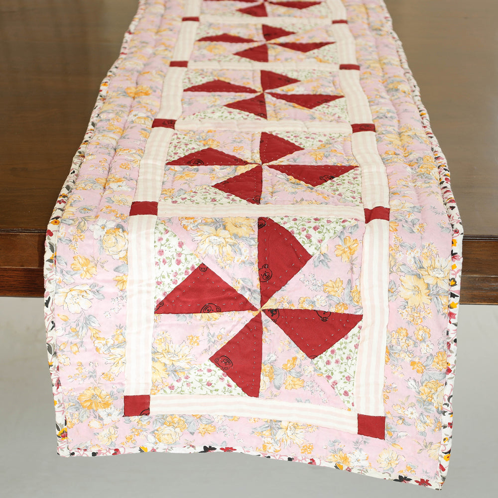 Pink Applique Quilted Table Runner Online in India