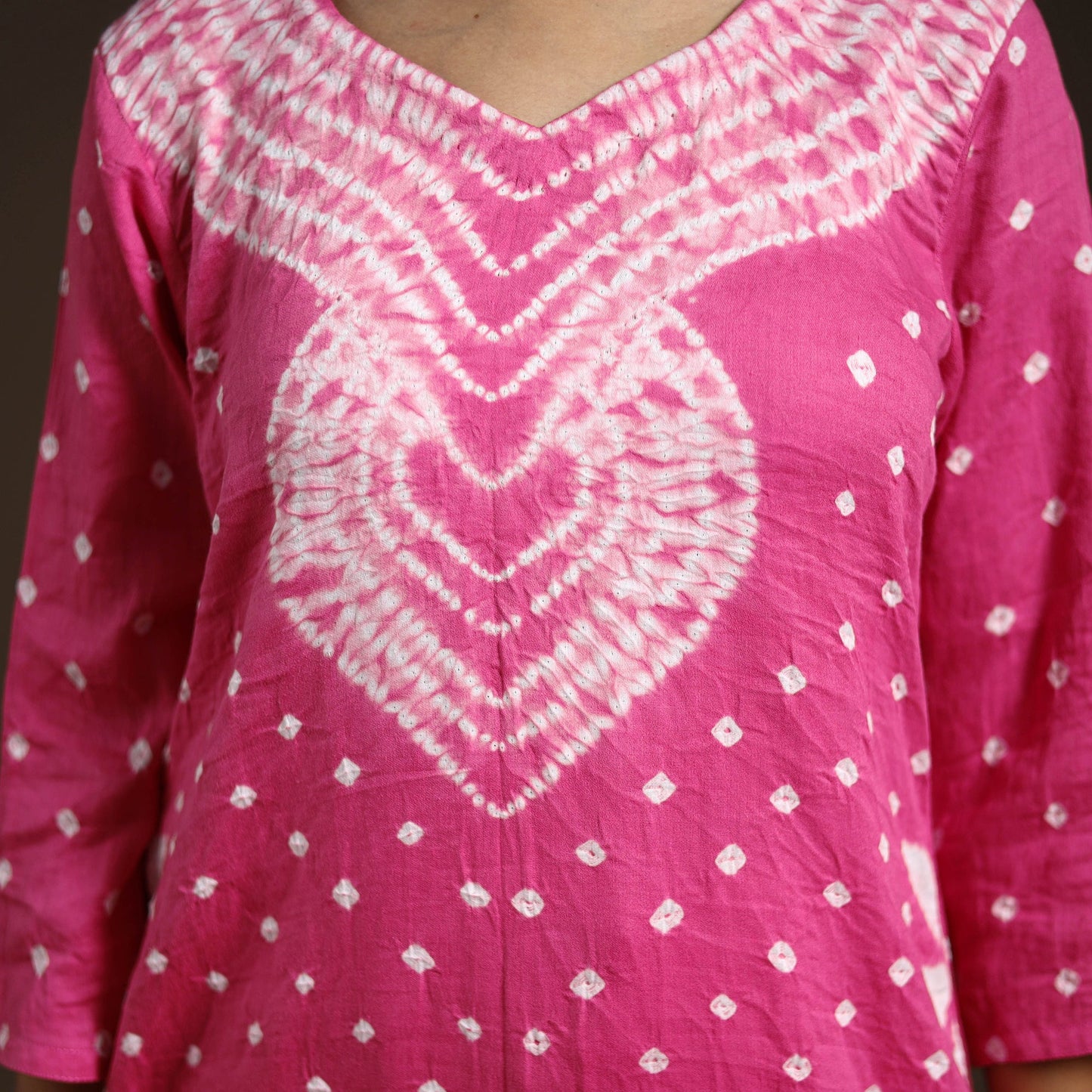 Pink - tie-dye cotton bandhani kurta set (set of 3) 06