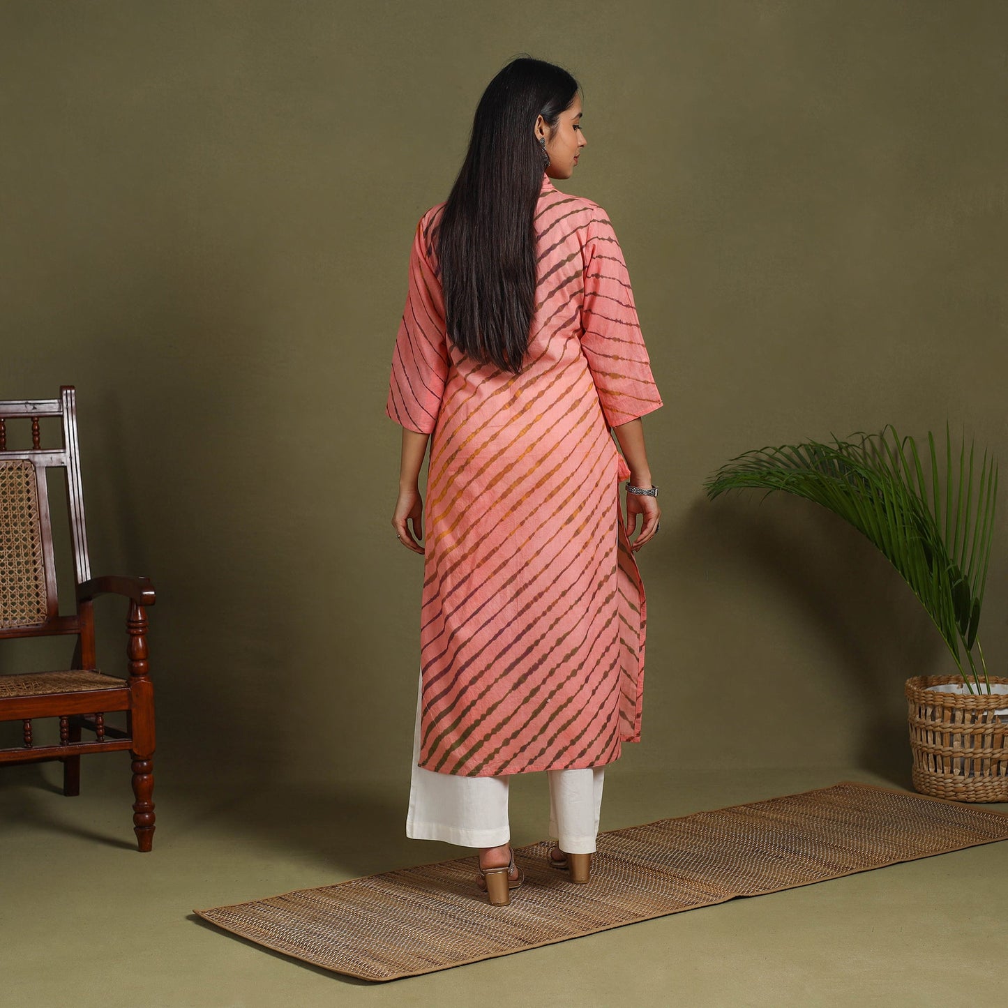 Pink Tie-Dye Cotton Straight Leheriya Kurta