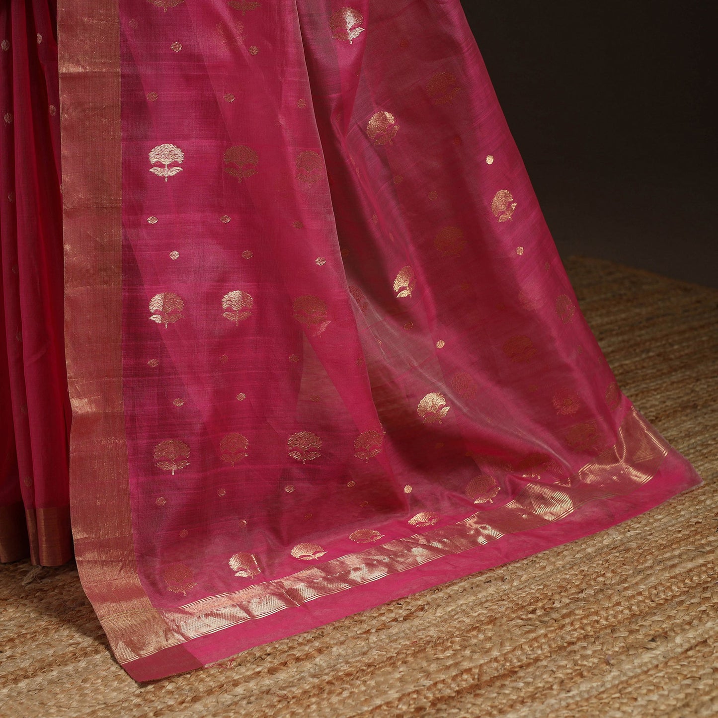 Pink - traditional buta handloom zari work chanderi silk