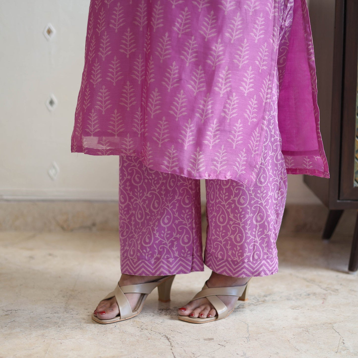 Buy Traditional Maheshwari Silk Bagru Print Kurta Set