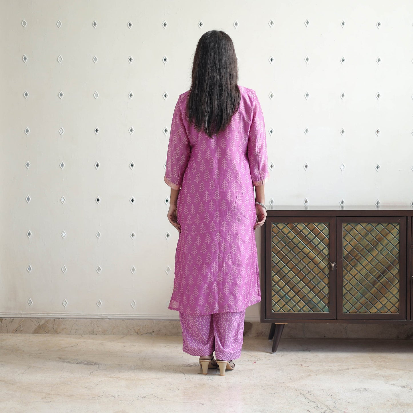 Buy Traditional Maheshwari Silk Bagru Print Kurta Set