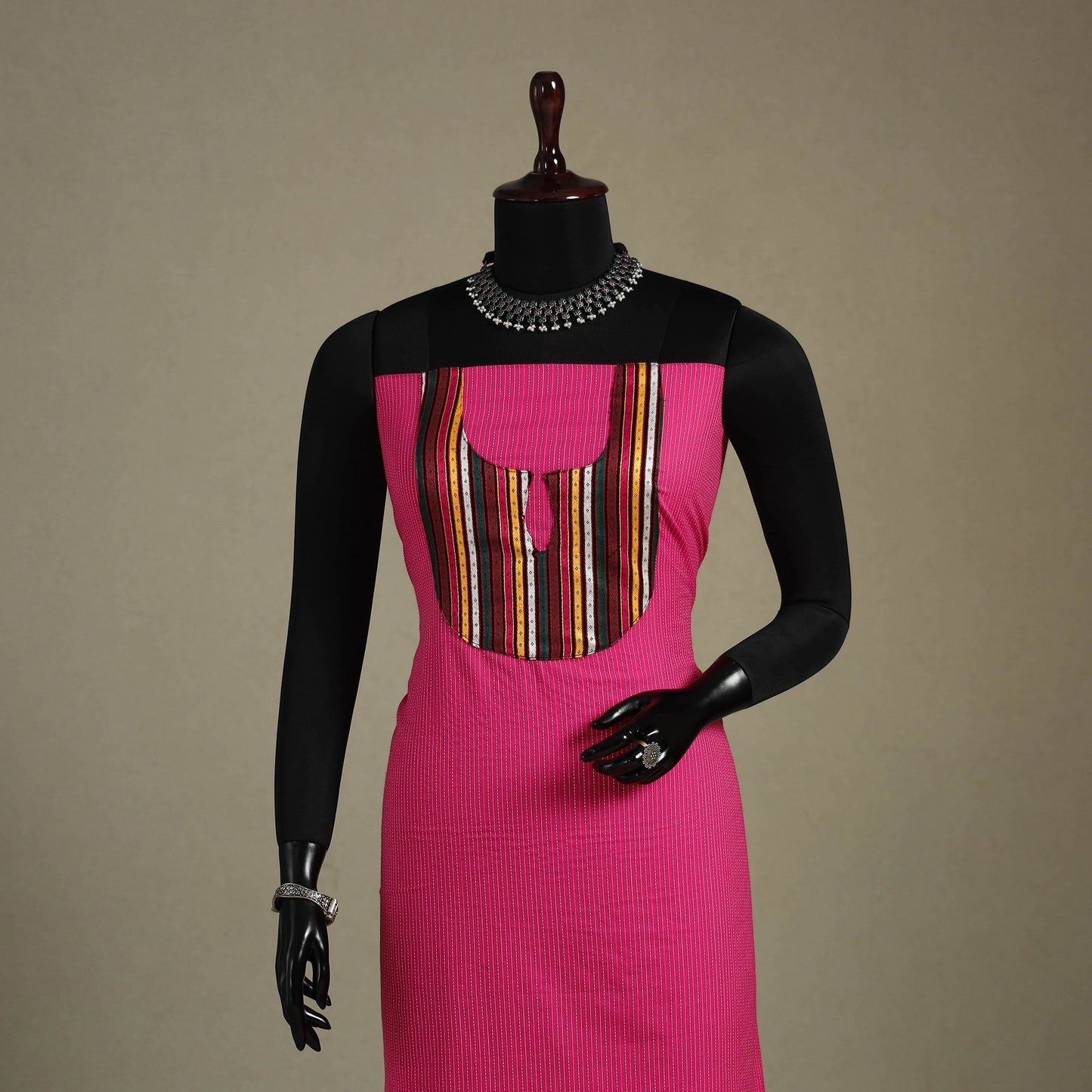 Pink Unstitched Plain Cotton Kurta Material