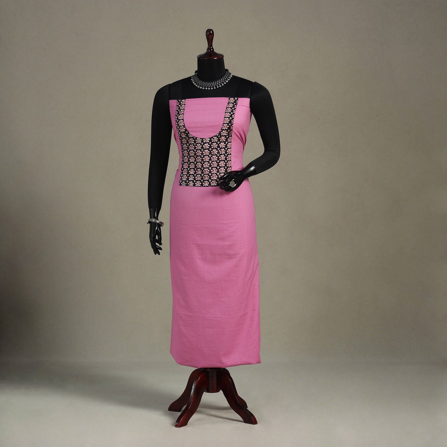 Pink Unstitched Plain Cotton Kurta Material