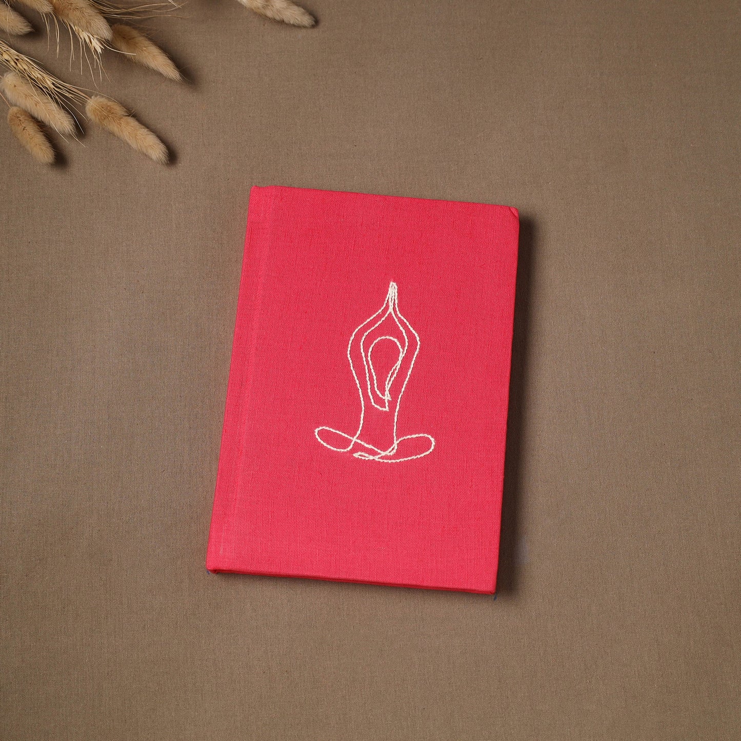 Yoga hand embroidered fabric cover handmade paper journal