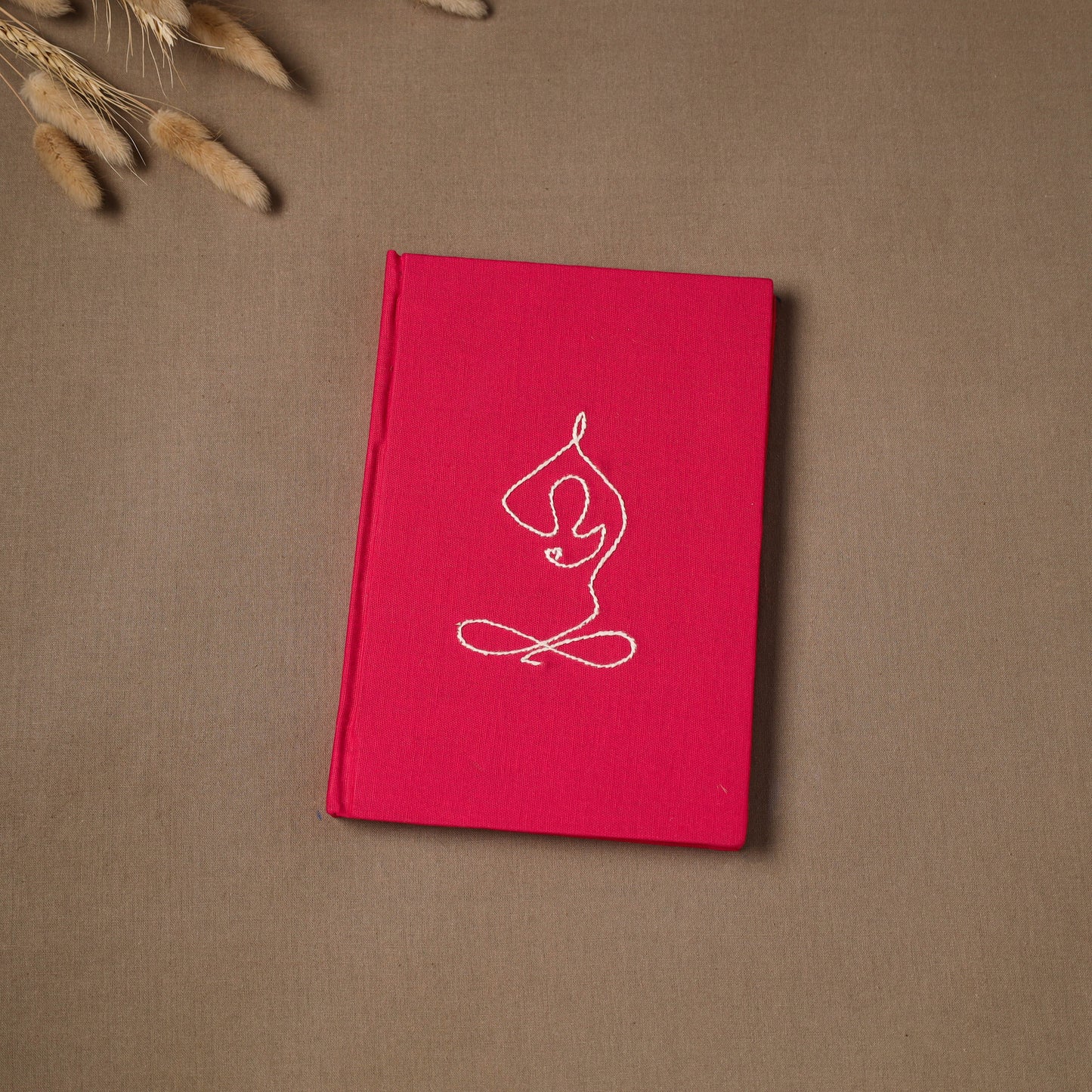 Yoga hand embroidered fabric cover handmade paper journal