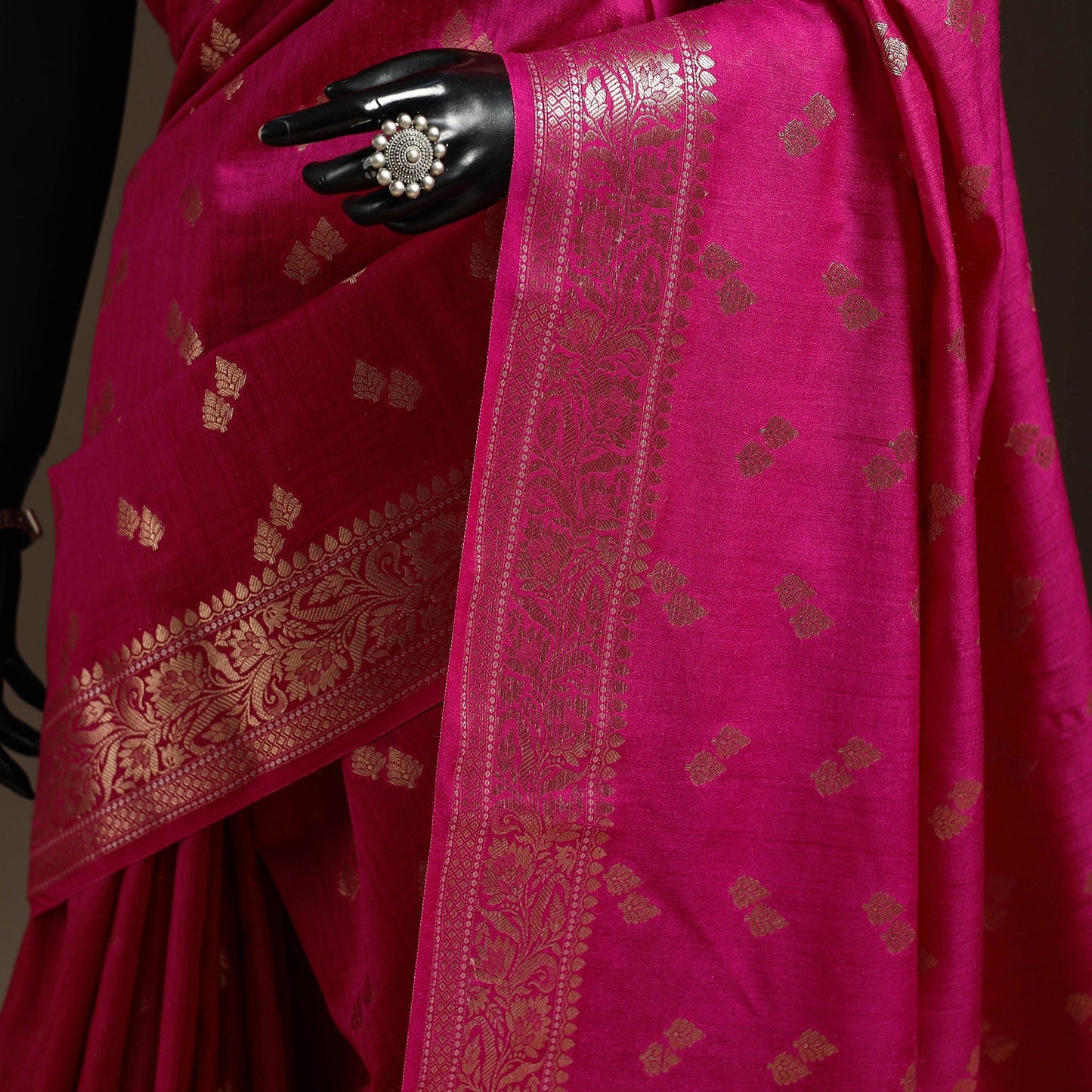 Zari work chiniya silk banarasi saree 10 - handcrafted