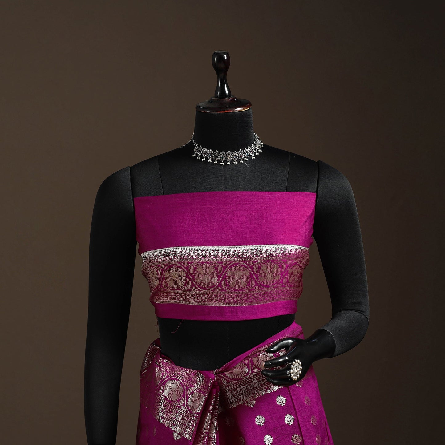 Zari work chiniya silk banarasi saree 11 - handcrafted