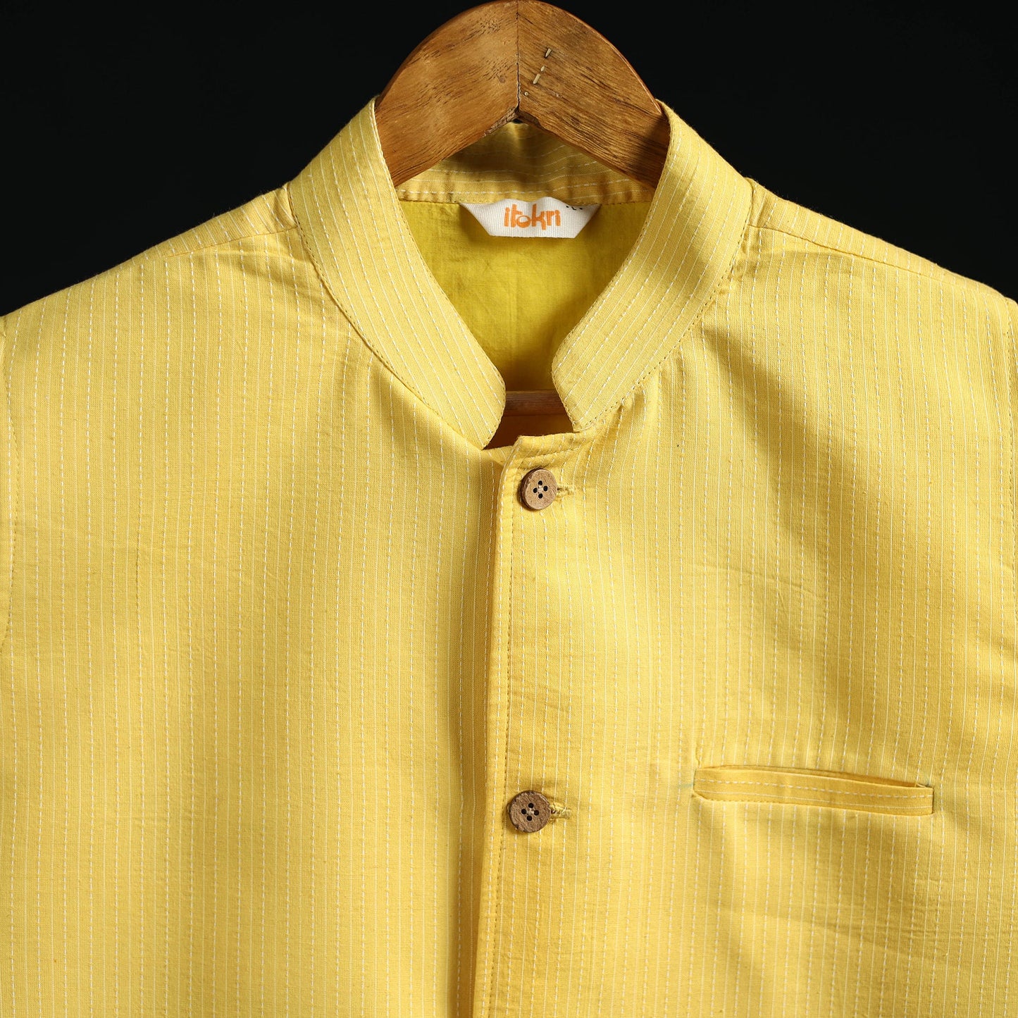 Plain cotton mandarin collar nehru jacket for men 04