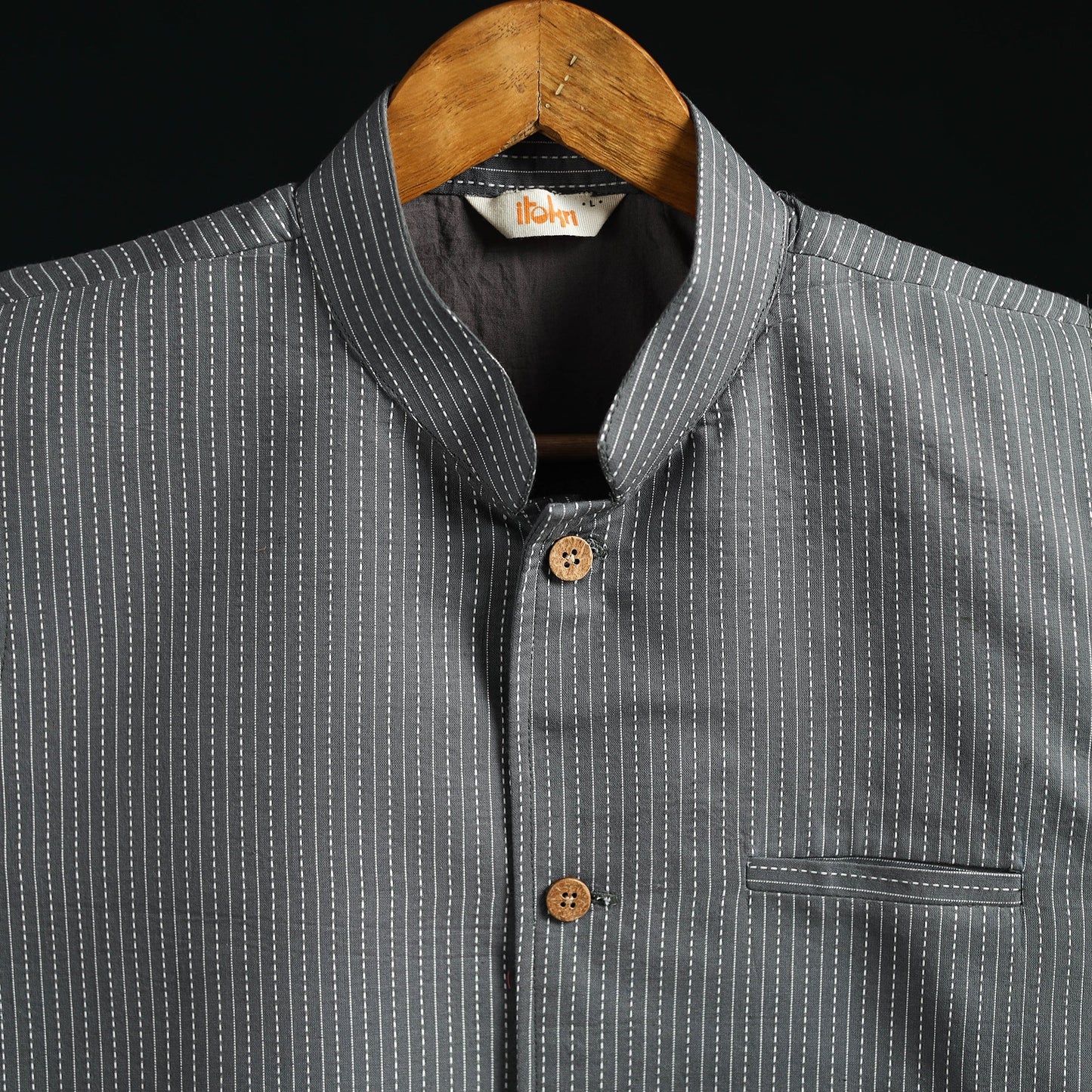 Plain cotton mandarin collar nehru jacket for men 05
