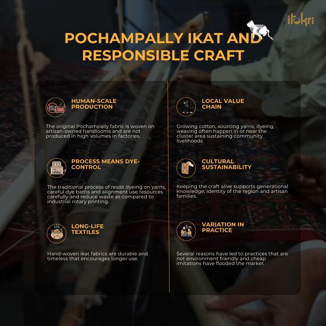 Handloom Raw Silk Pochampally Ikat Fabric 11