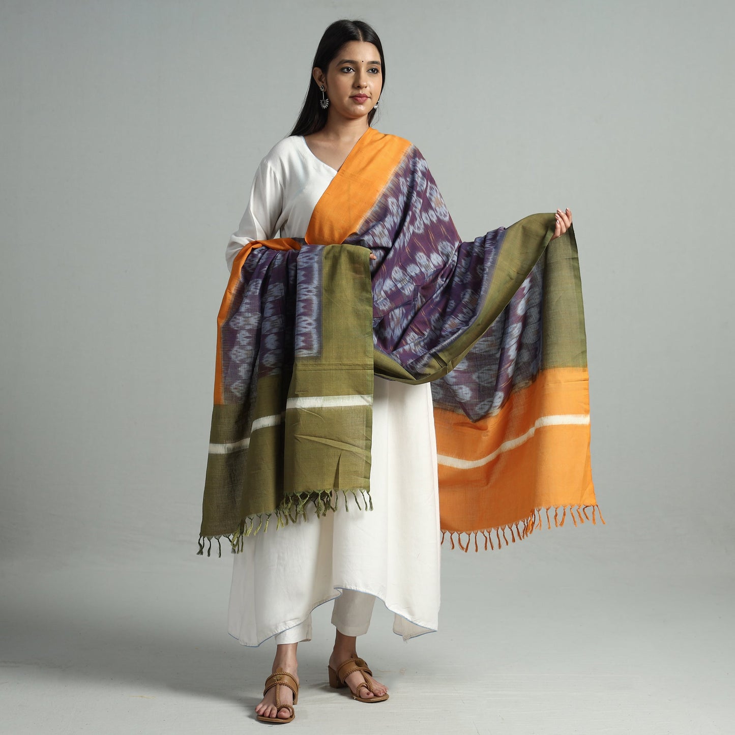 Pochampally Ikat Cotton Handloom Dupatta 67 Online