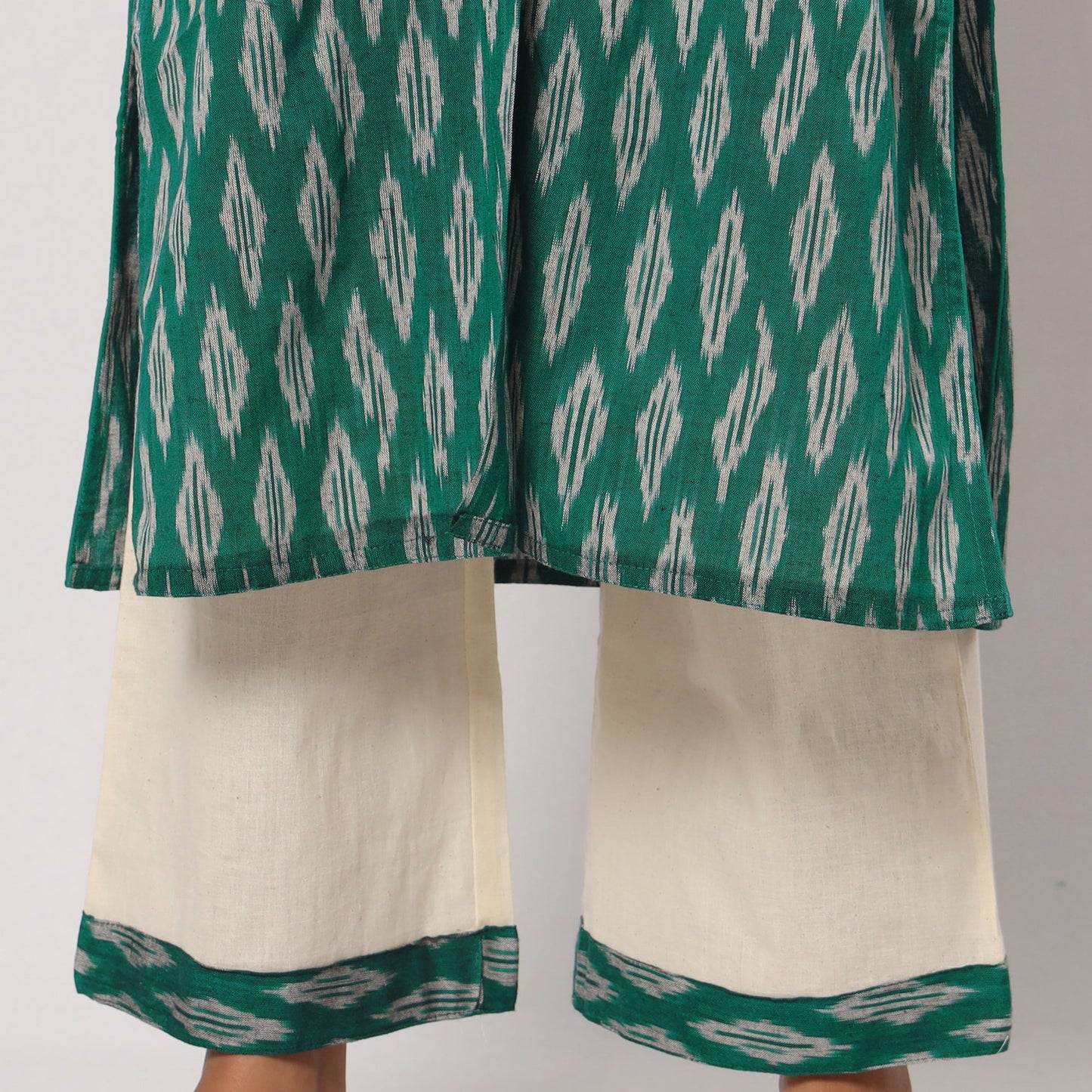 Pochampally Ikat Kurta with Palazzo & Dupatta Set