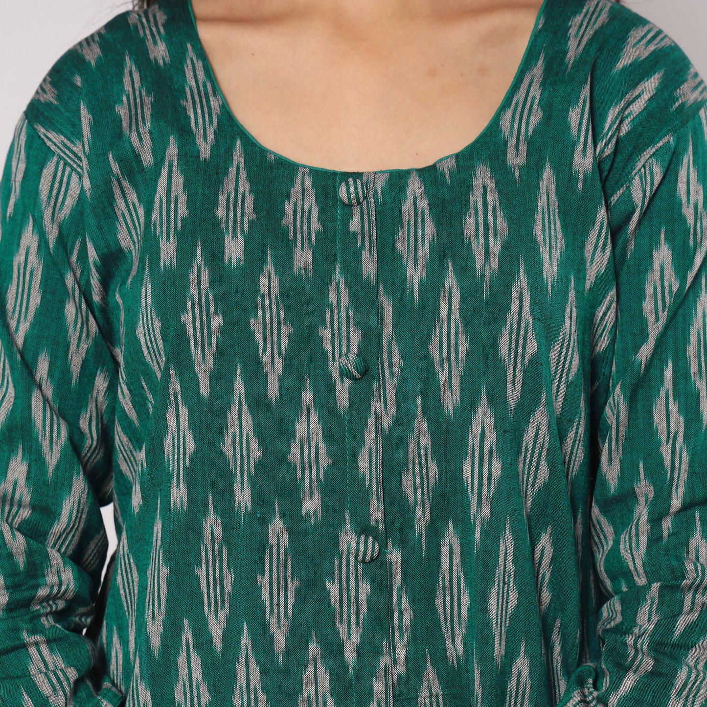 Pochampally Ikat Kurta with Palazzo & Dupatta Set