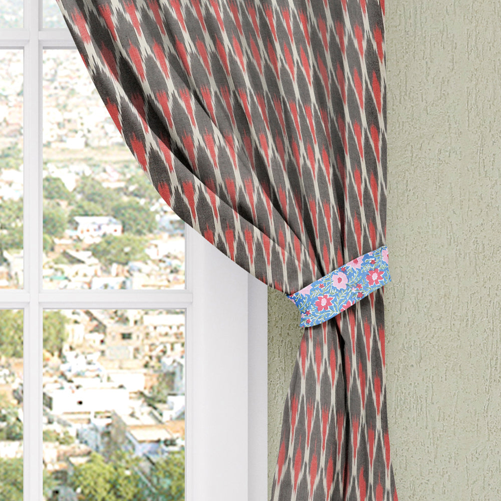 Pochampally ikat pure cotton fabric window curtain (5 x 3