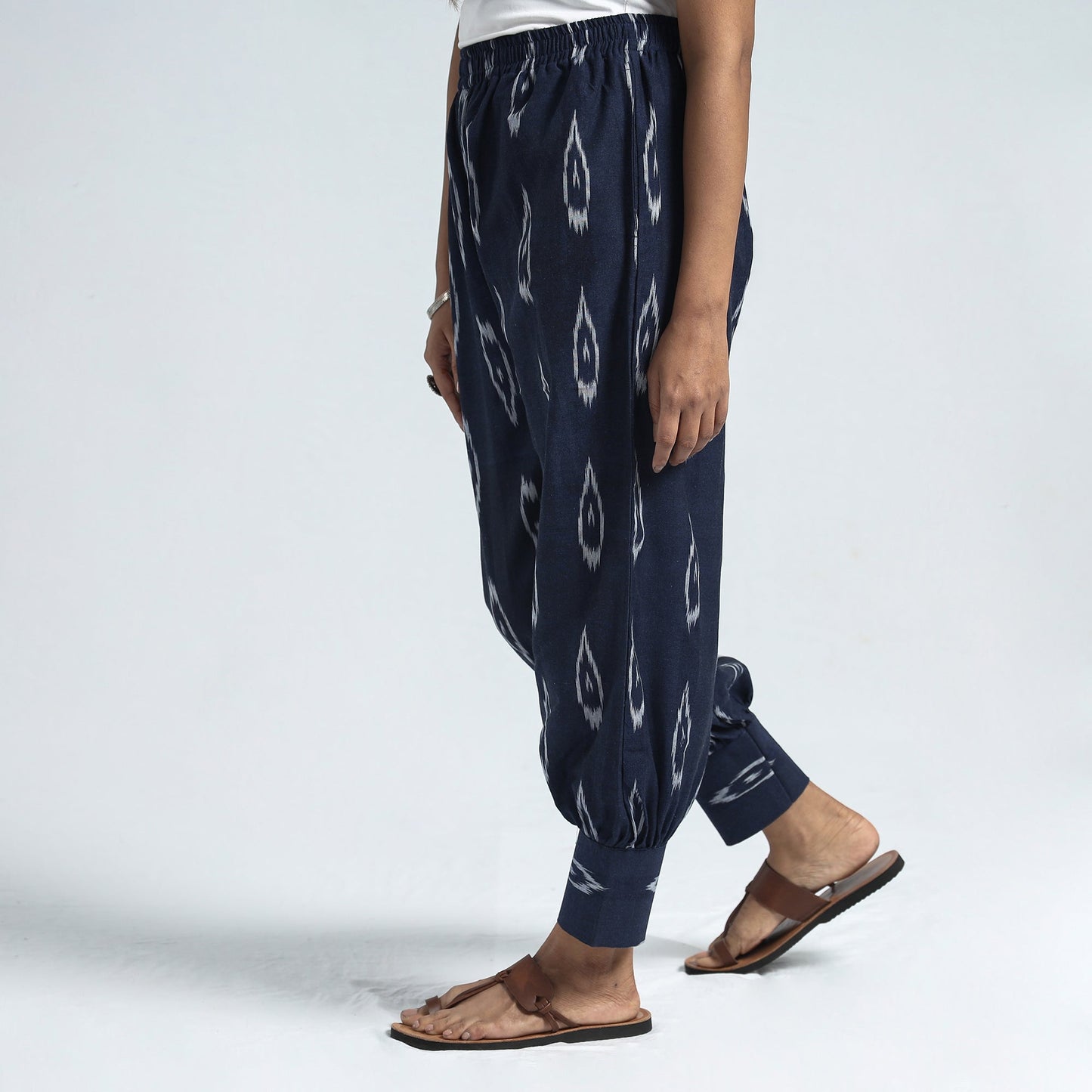 Pochampally Ikat Weave Cotton Elasticated Harem Pant