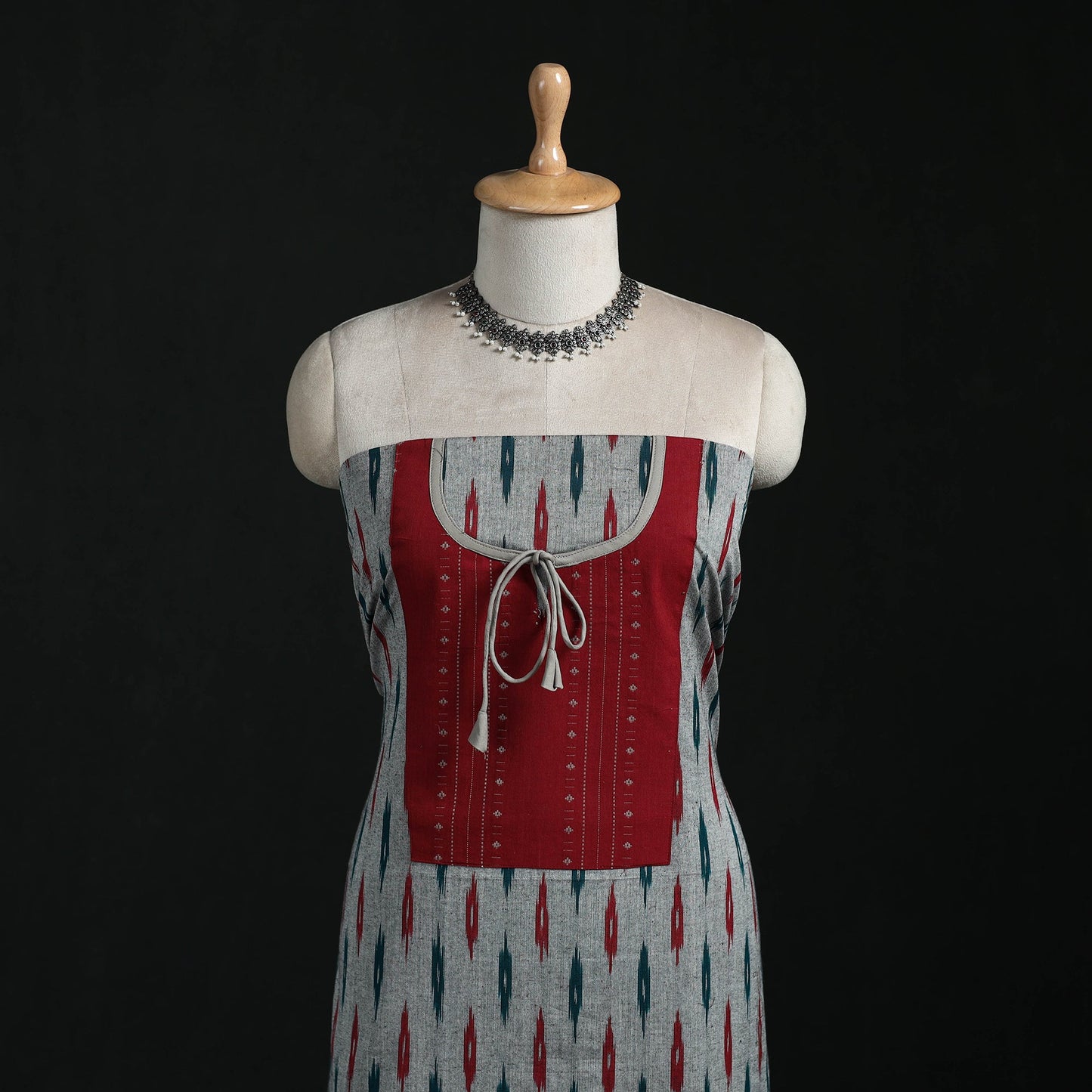 Pochampally ikat weave cotton patchwork unstitched kurta