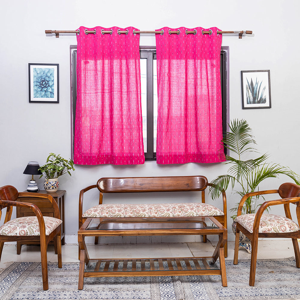 Maroon - Cotton Door Pochampally Ikat Curtain (7 x 3 Feet) 06