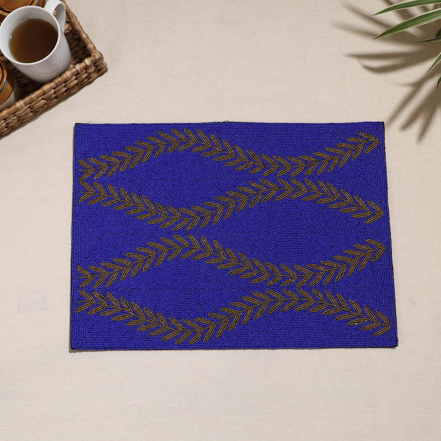 Premium Bead Work Handcrafted Table Mat (17 x 12 in)
