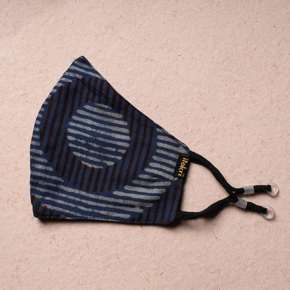 Block Printed Cotton 3 Layer Snug Fit Face Cover