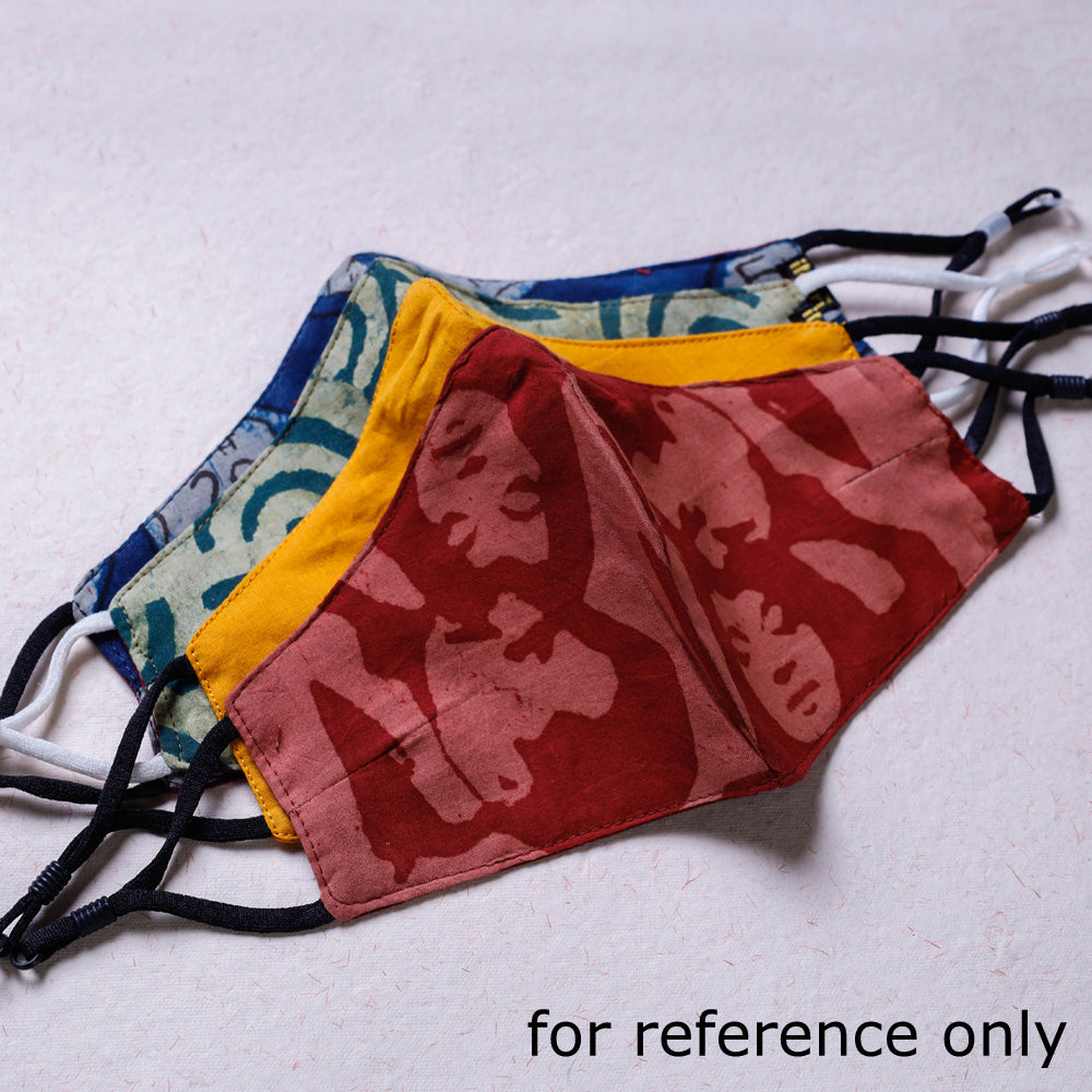Block Printed Cotton 3 Layer Snug Fit Face Cover