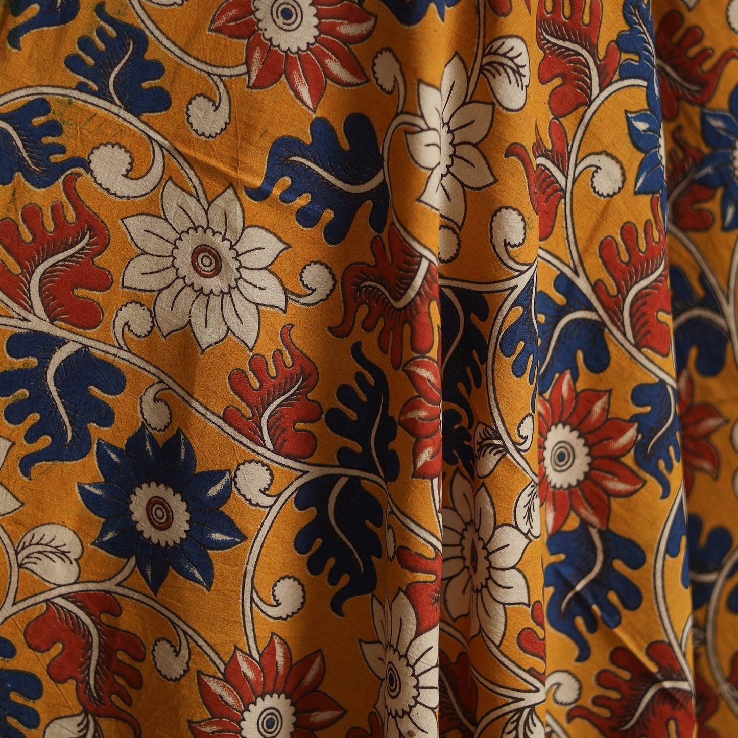 Printed cotton kalamkari fabric 14 - handcrafted