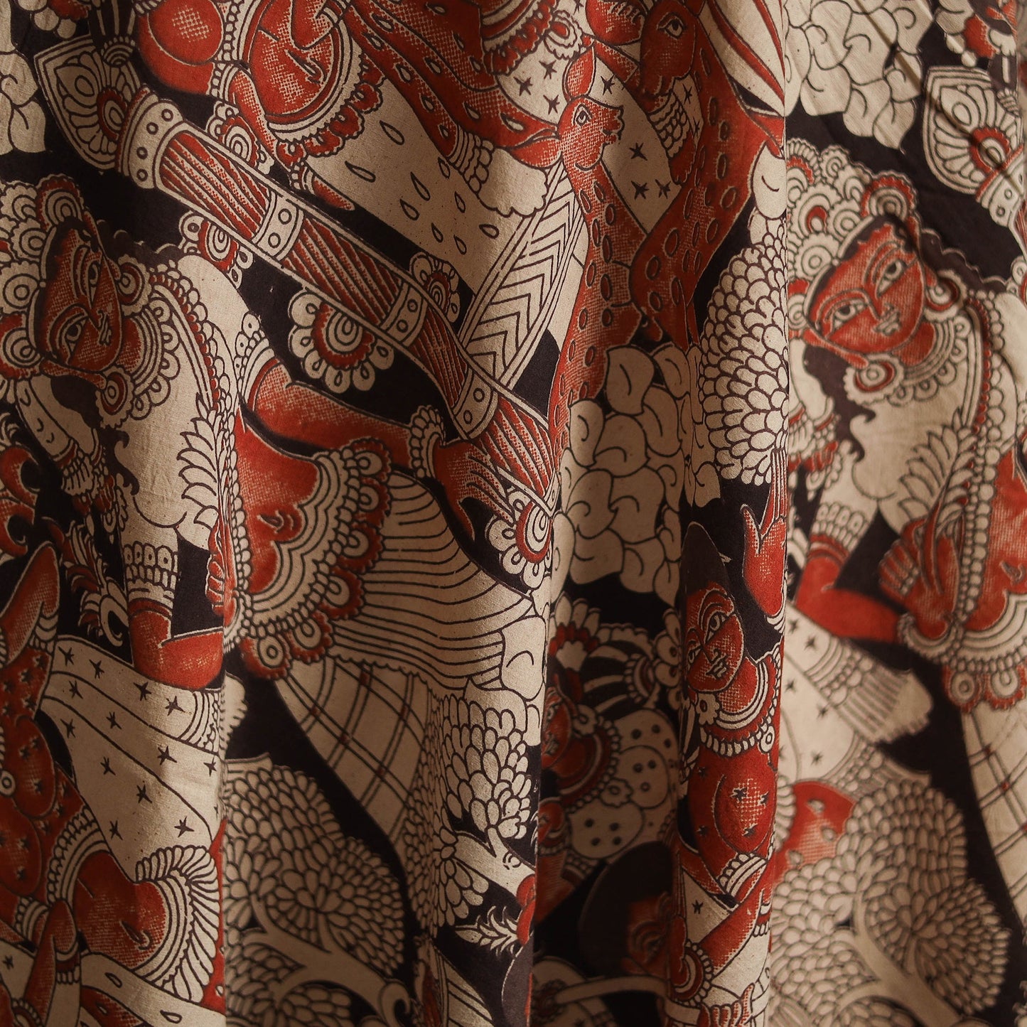 Printed cotton kalamkari fabric 16 - handcrafted