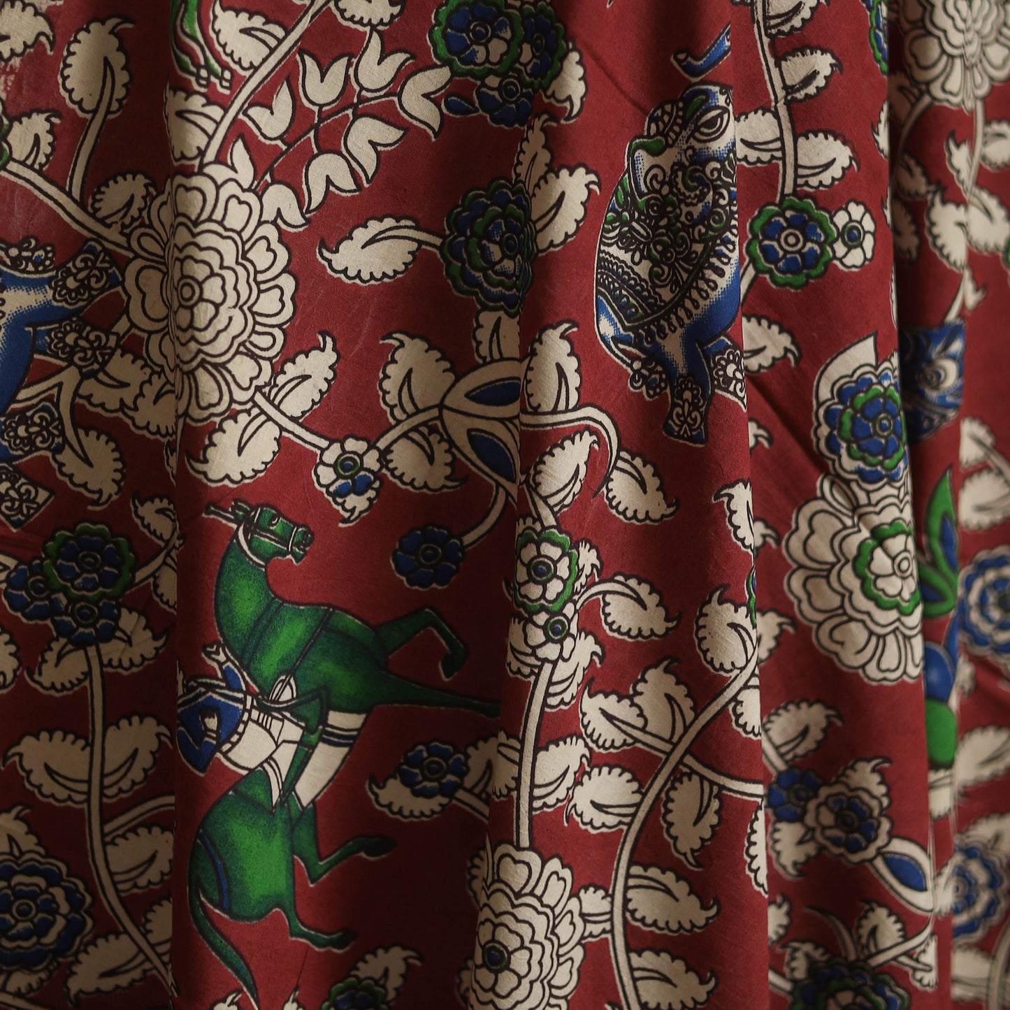 Printed cotton kalamkari fabric 19 - handcrafted