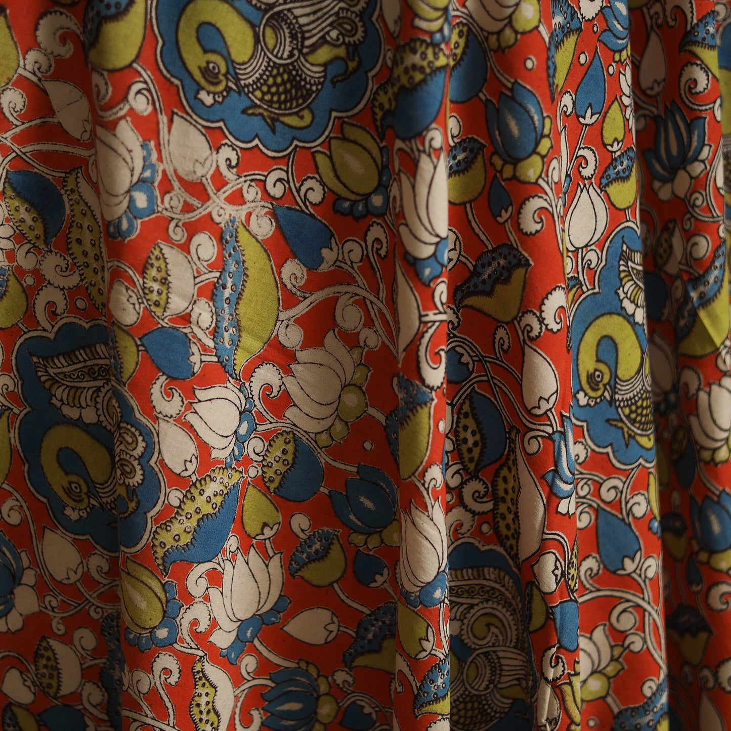 Printed cotton kalamkari fabric 22 - handcrafted