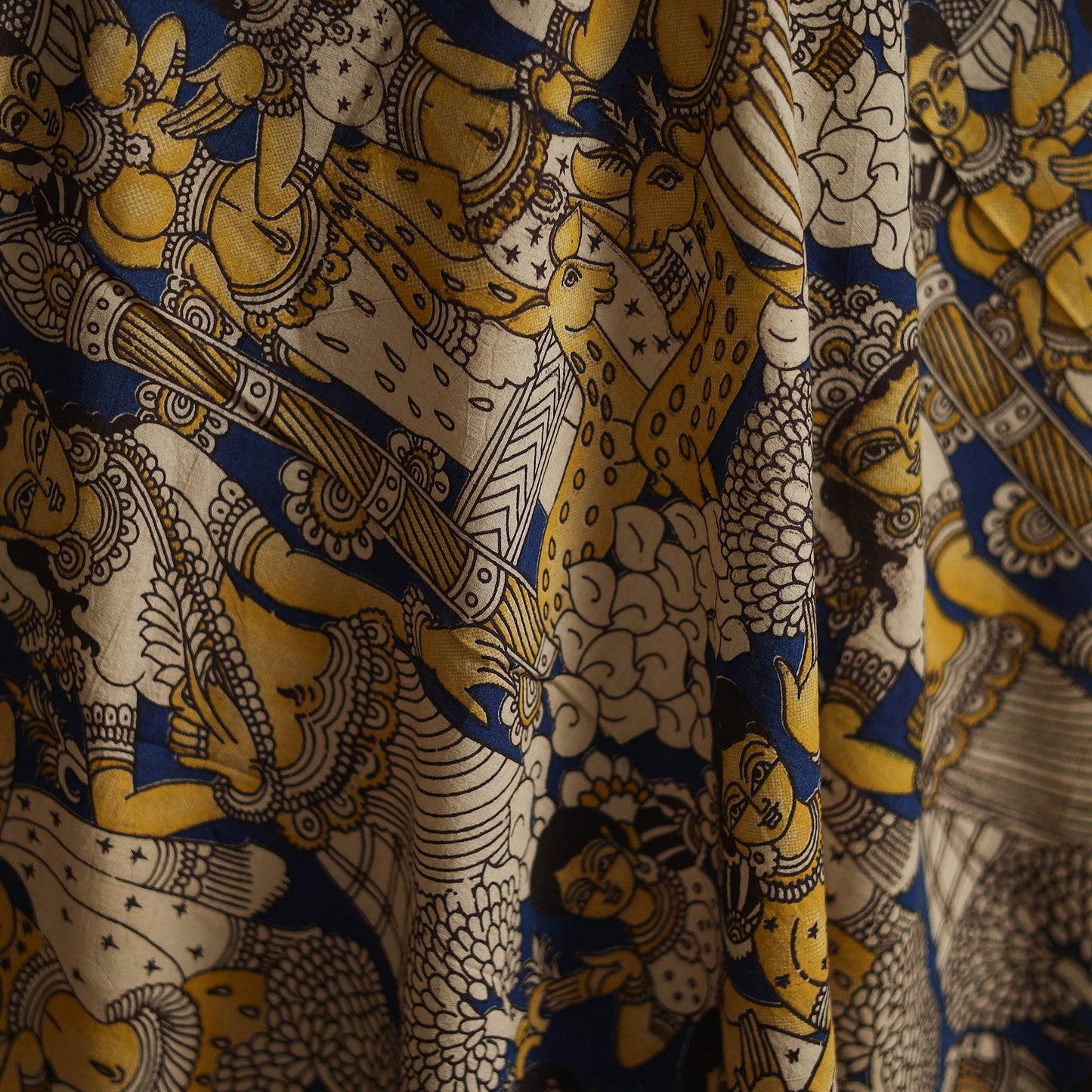 Printed cotton kalamkari fabric 24 - handcrafted