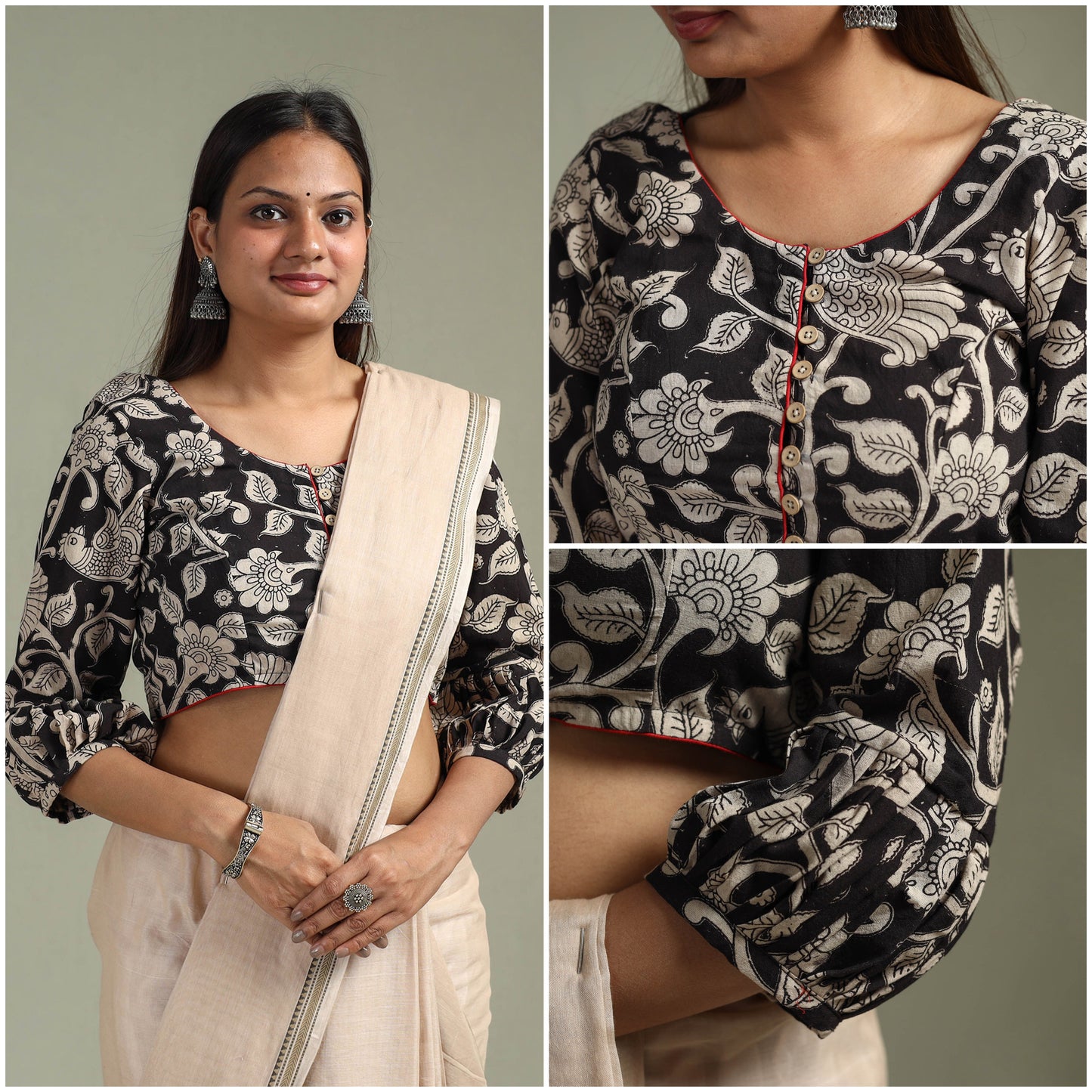 Printed cotton kalamkari readymade blouse 07 - handcrafted