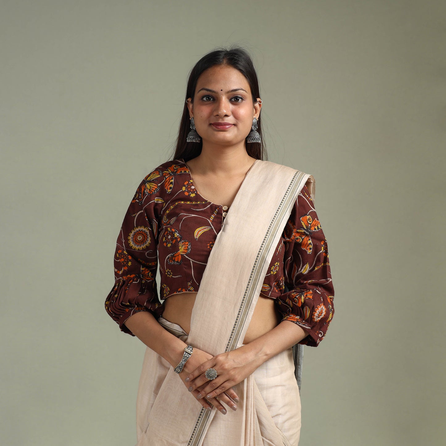 Printed cotton kalamkari readymade blouse 08 - handcrafted