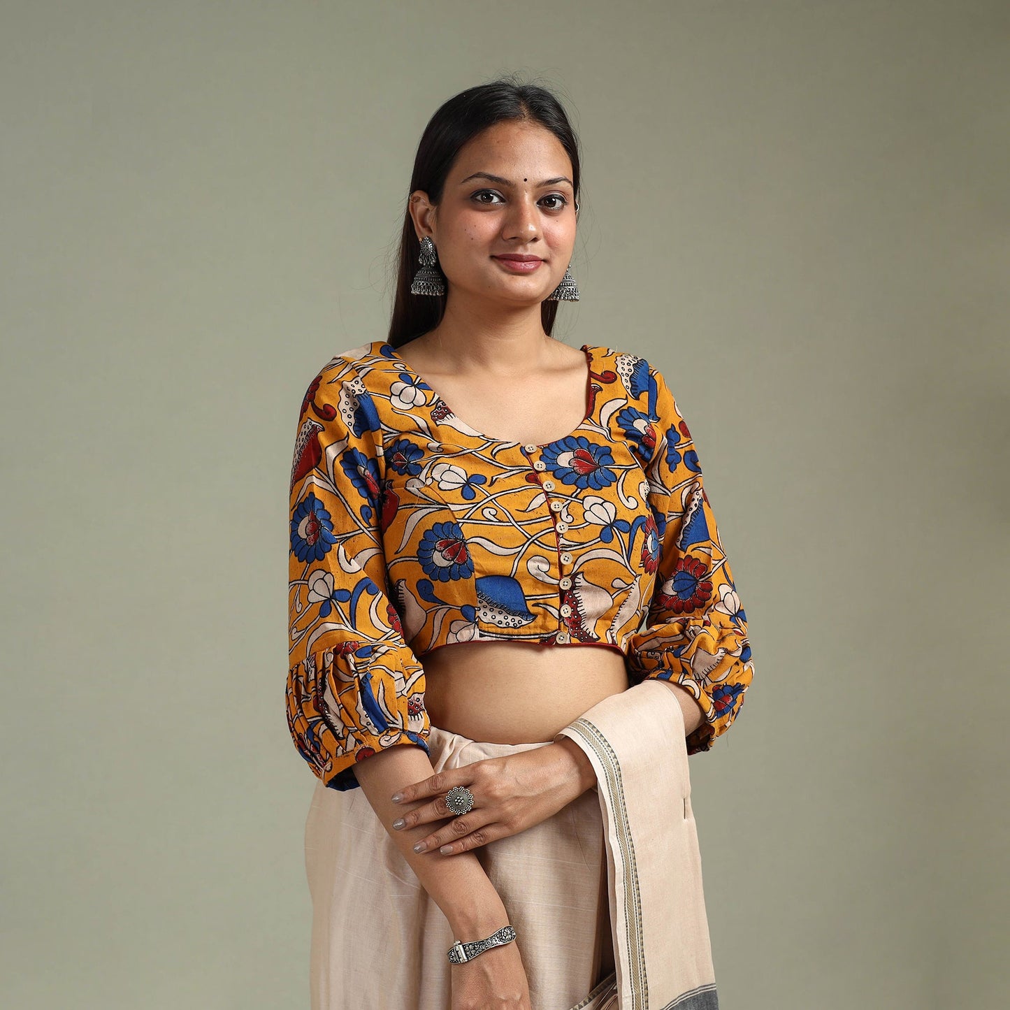 Printed cotton kalamkari readymade blouse 10 - handcrafted