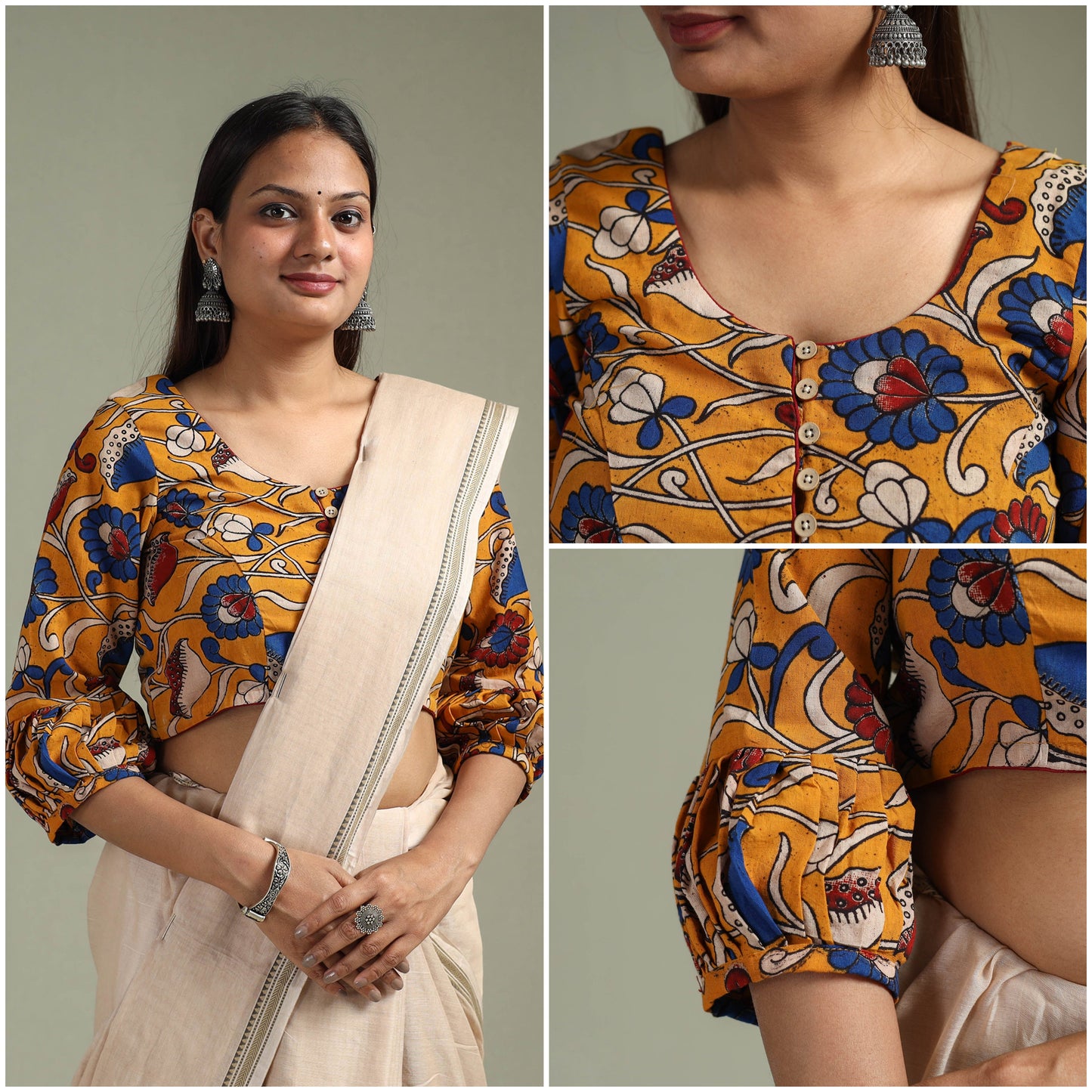Printed cotton kalamkari readymade blouse 10 - handcrafted