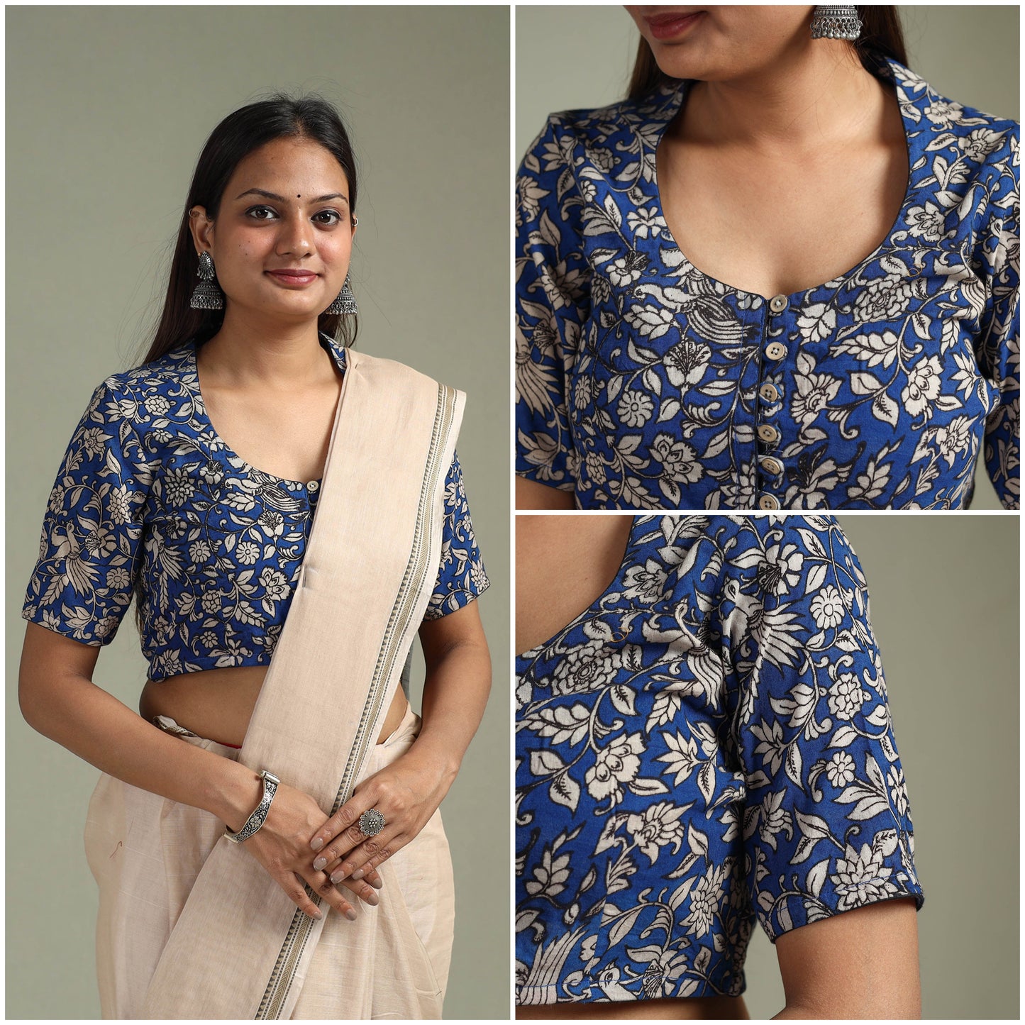 Printed cotton kalamkari readymade blouse 11 - handcrafted