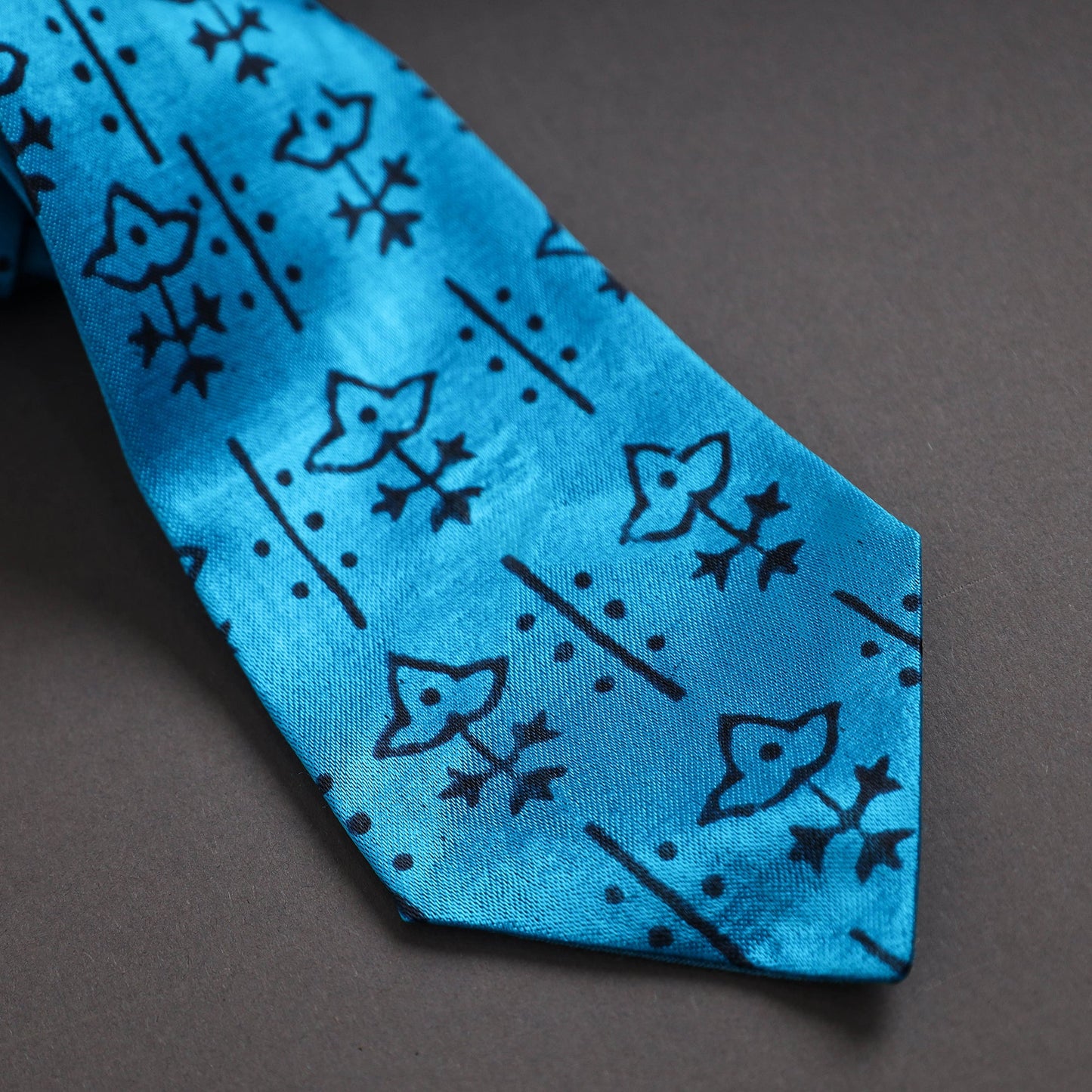 Block Printed Mashru Silk Handmade Necktie for Men