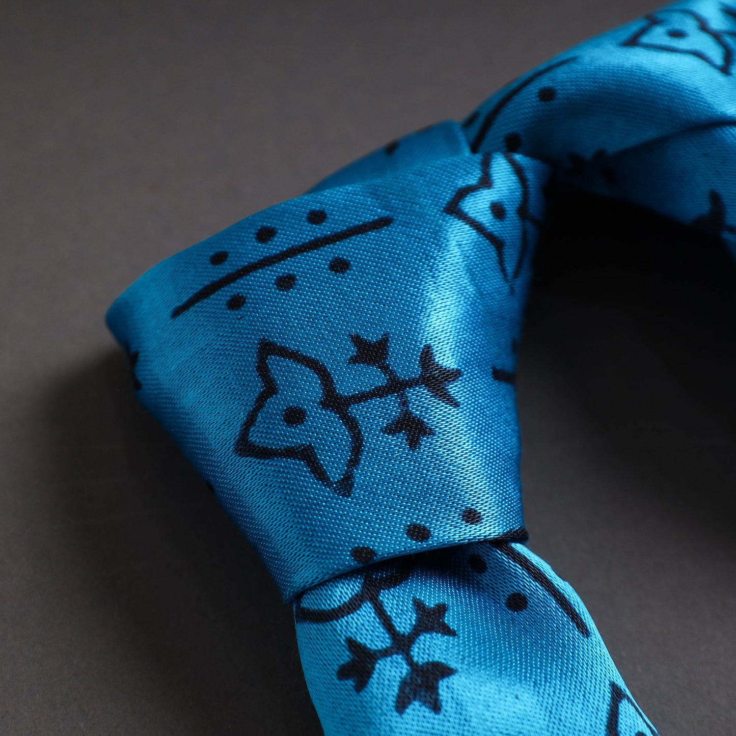 Block Printed Mashru Silk Handmade Necktie for Men