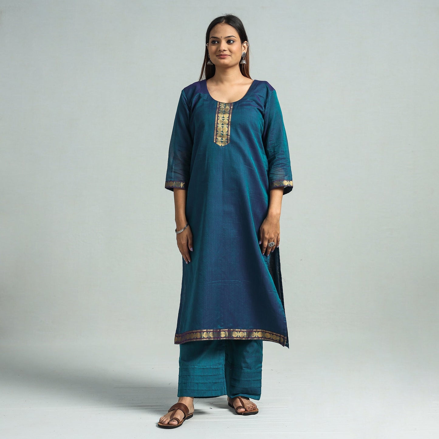 Buy Dharwad Cotton Kurta with Palazzo & Dupatta Set Online at iTokri.com
